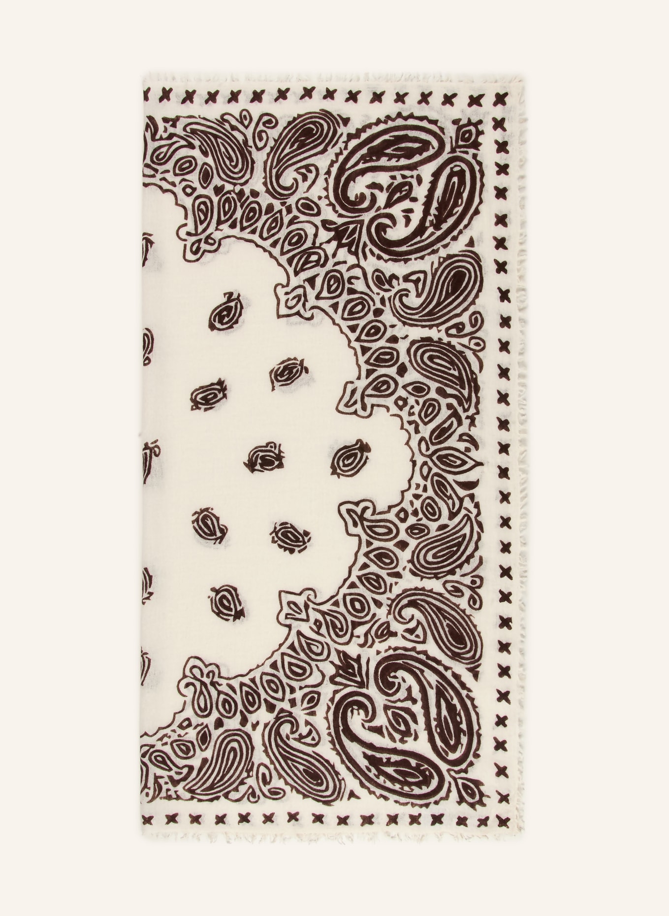 Mouleta Kašmírový šátek: KRÉMOVÁ / TMAVĚ HNĚDÁ