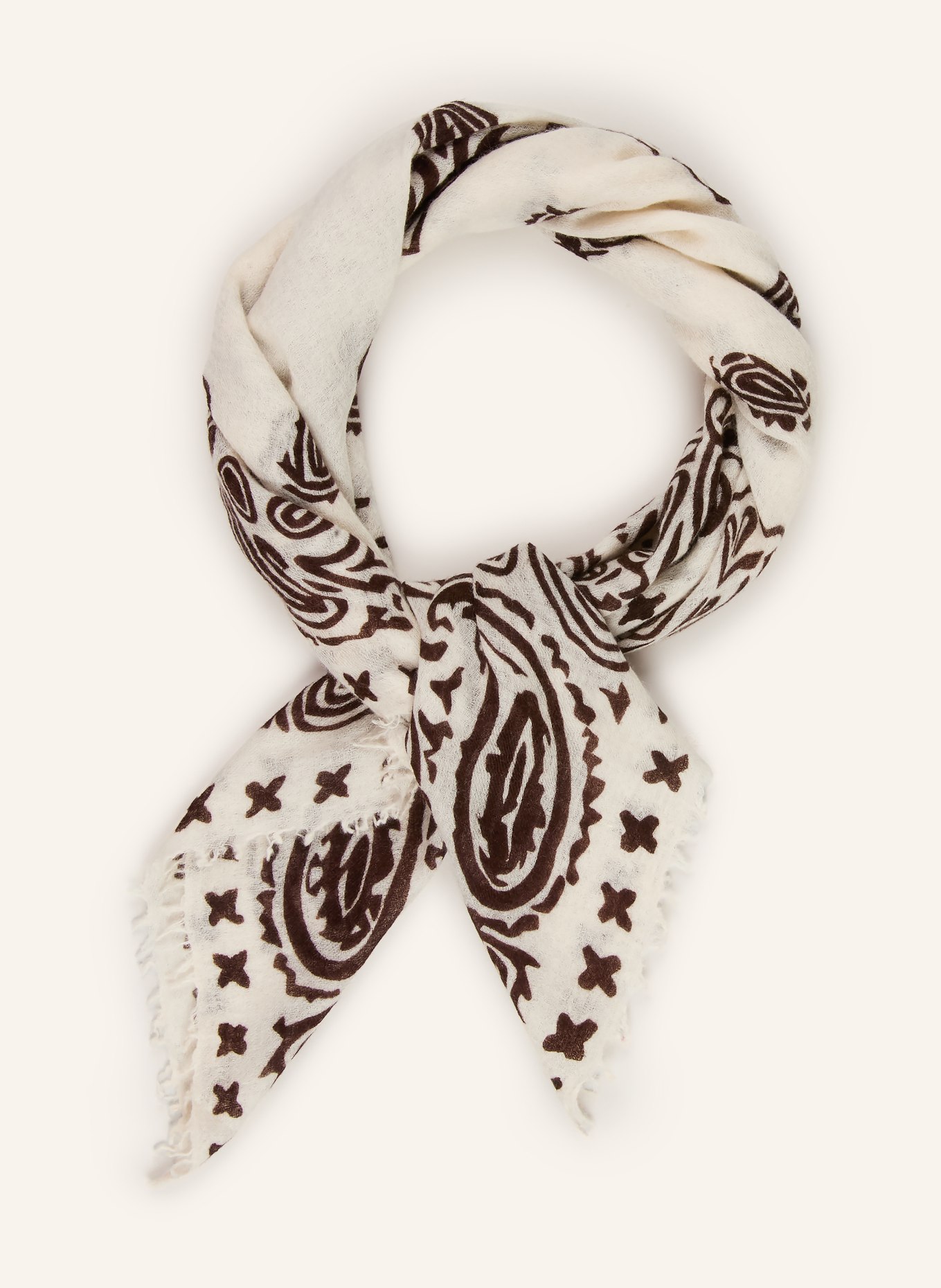 Mouleta Kašmírový šátek: KRÉMOVÁ / TMAVĚ HNĚDÁ