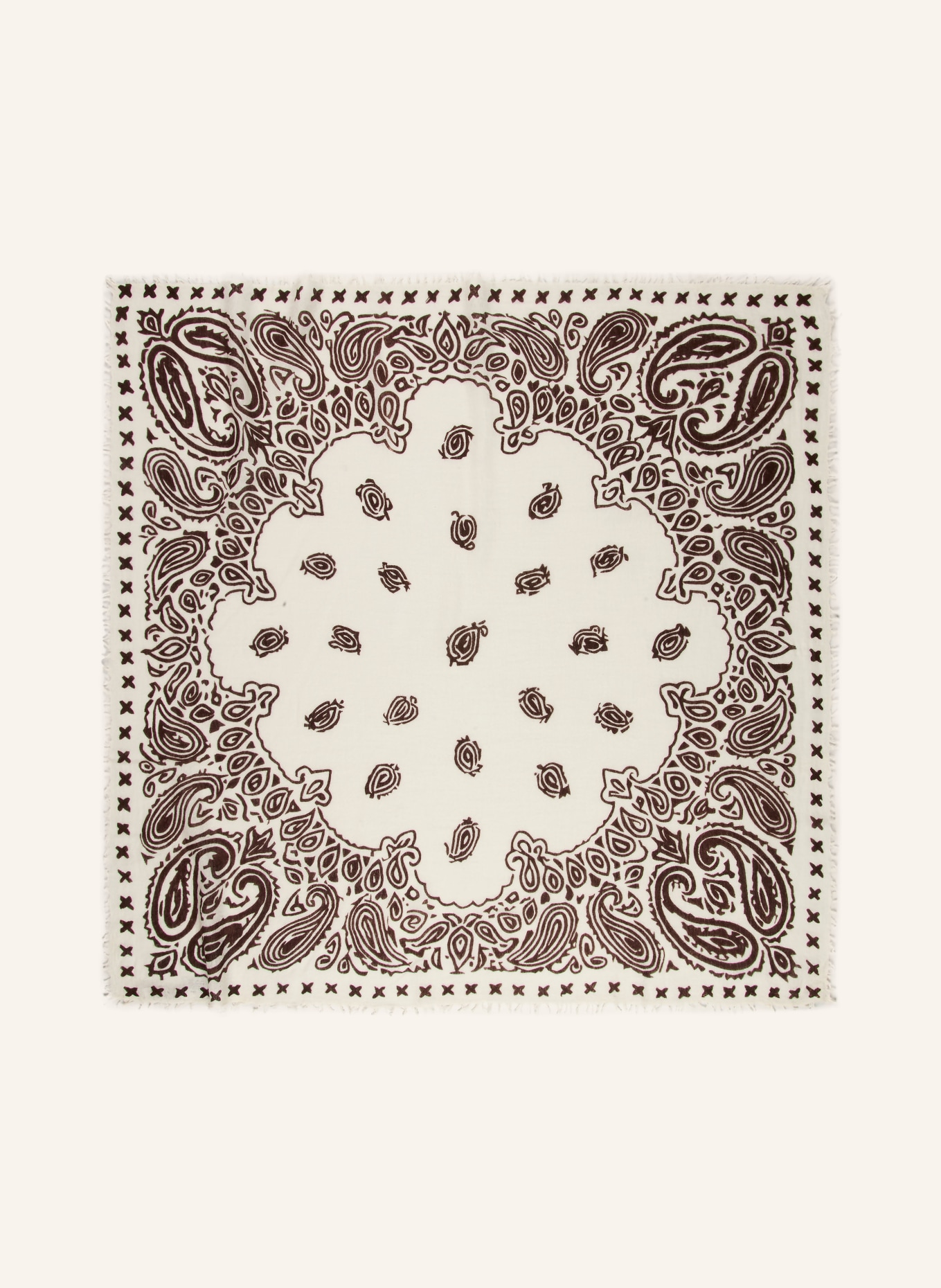 Mouleta Kašmírový šátek: KRÉMOVÁ / TMAVĚ HNĚDÁ