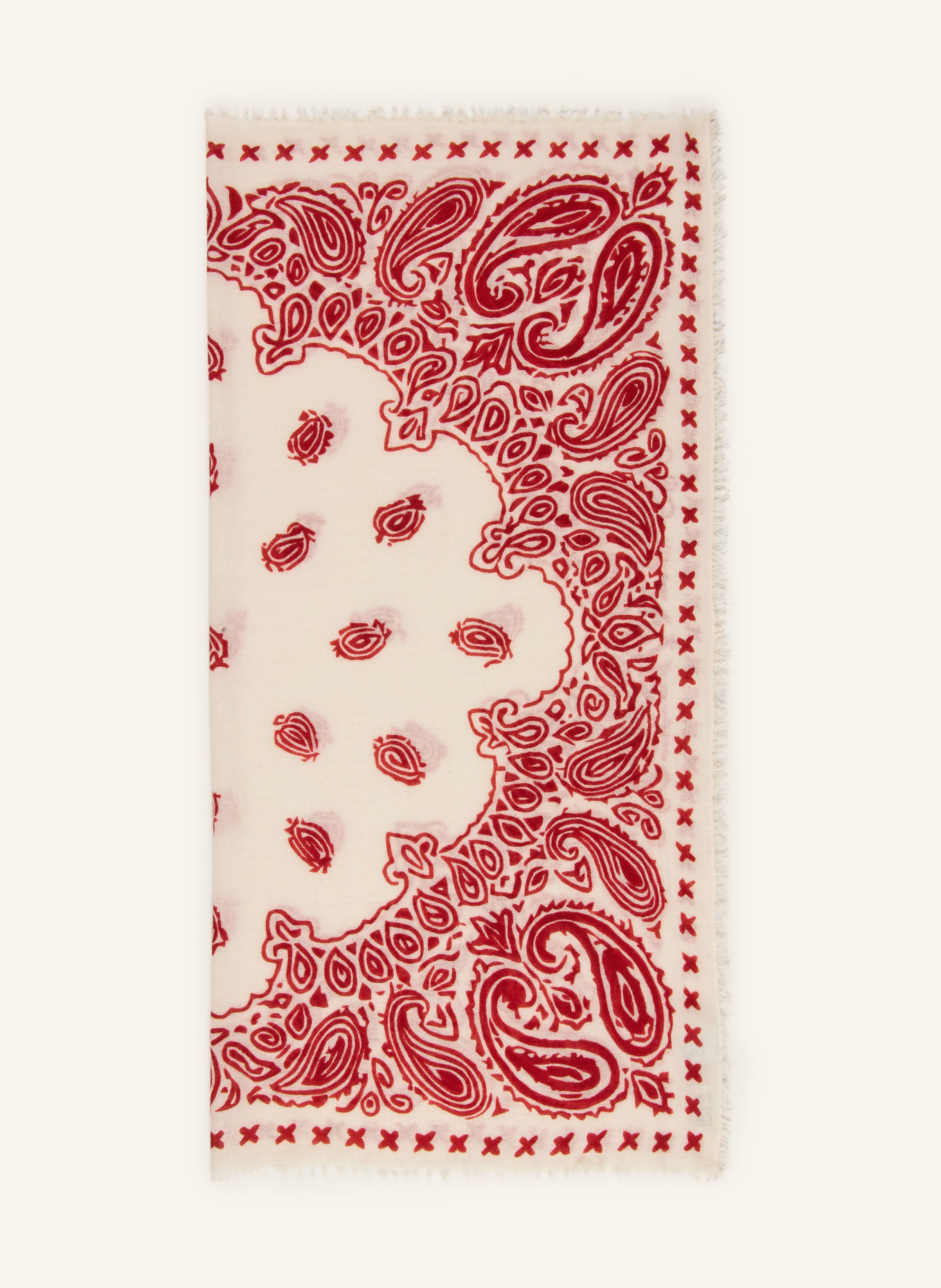 Mouleta Kašmírový šátek: KRÉMOVÁ / TMAVĚ ČERVENÁ