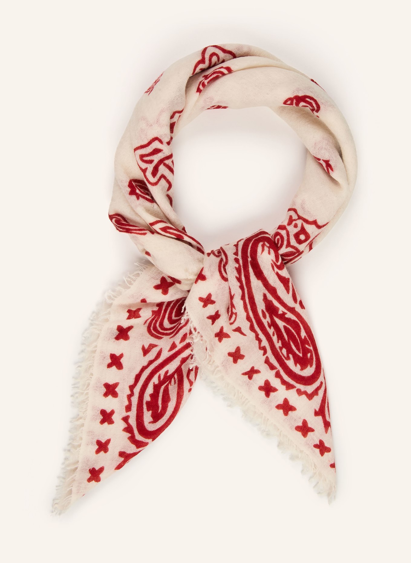 Mouleta Kašmírový šátek: KRÉMOVÁ / TMAVĚ ČERVENÁ