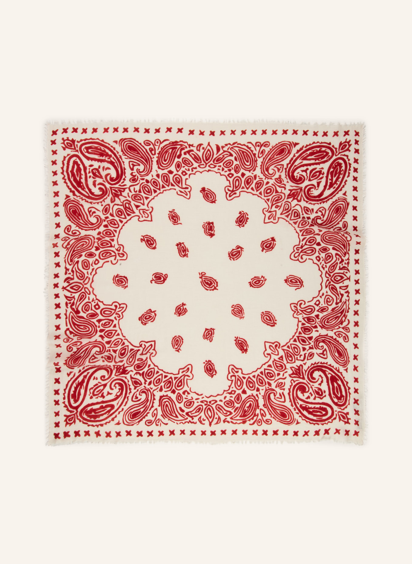 Mouleta Kašmírový šátek: KRÉMOVÁ / TMAVĚ ČERVENÁ