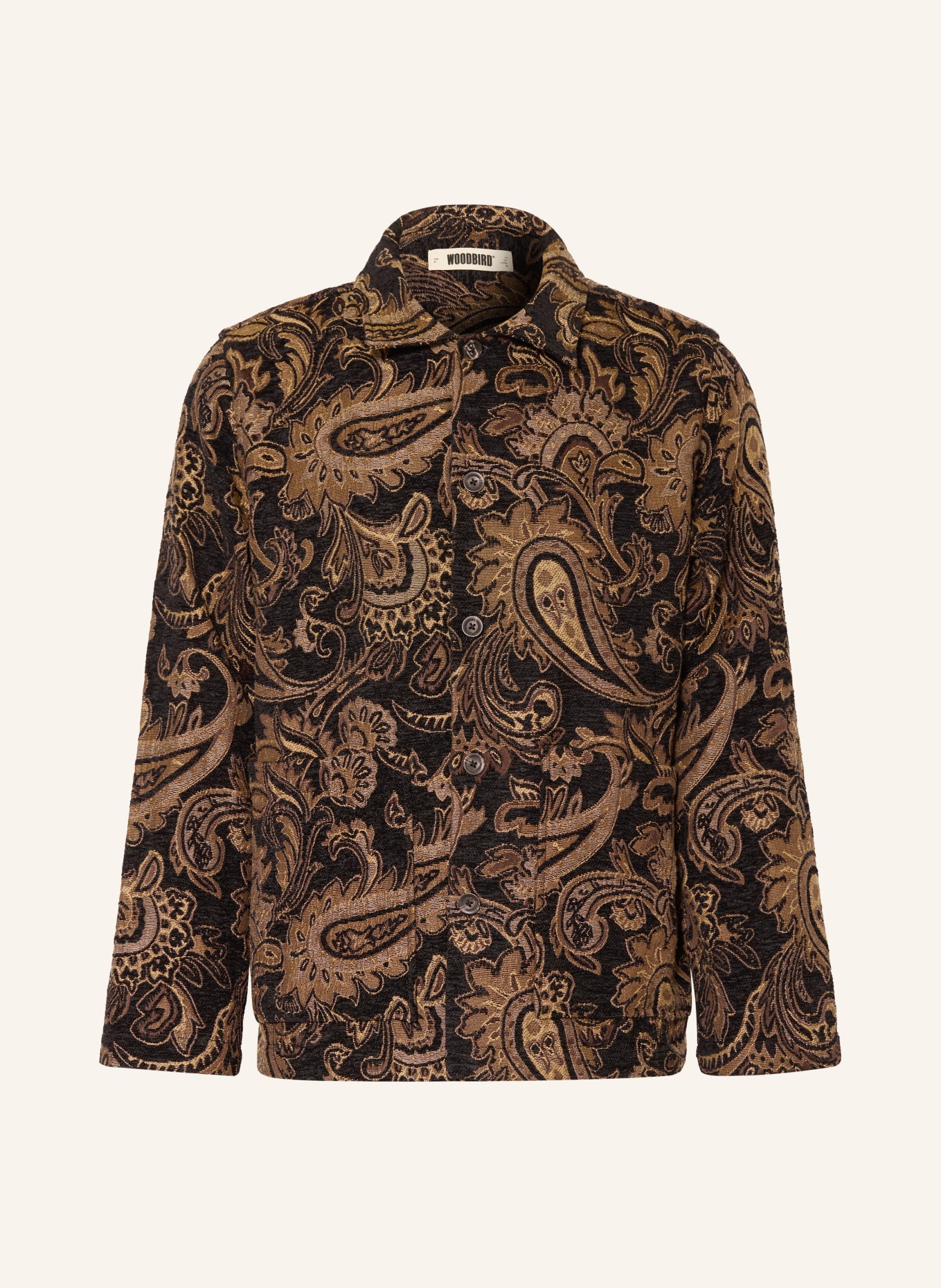 WOODBIRD Jacquard-Overjacket: BRAUN / SCHWARZ