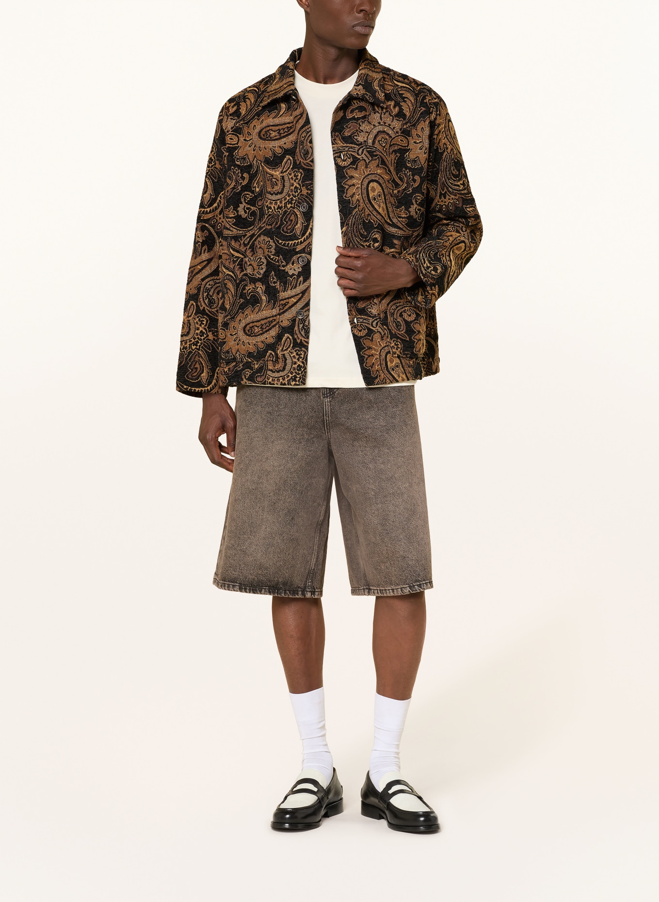 WOODBIRD Jacquard-Overjacket: BRAUN / SCHWARZ