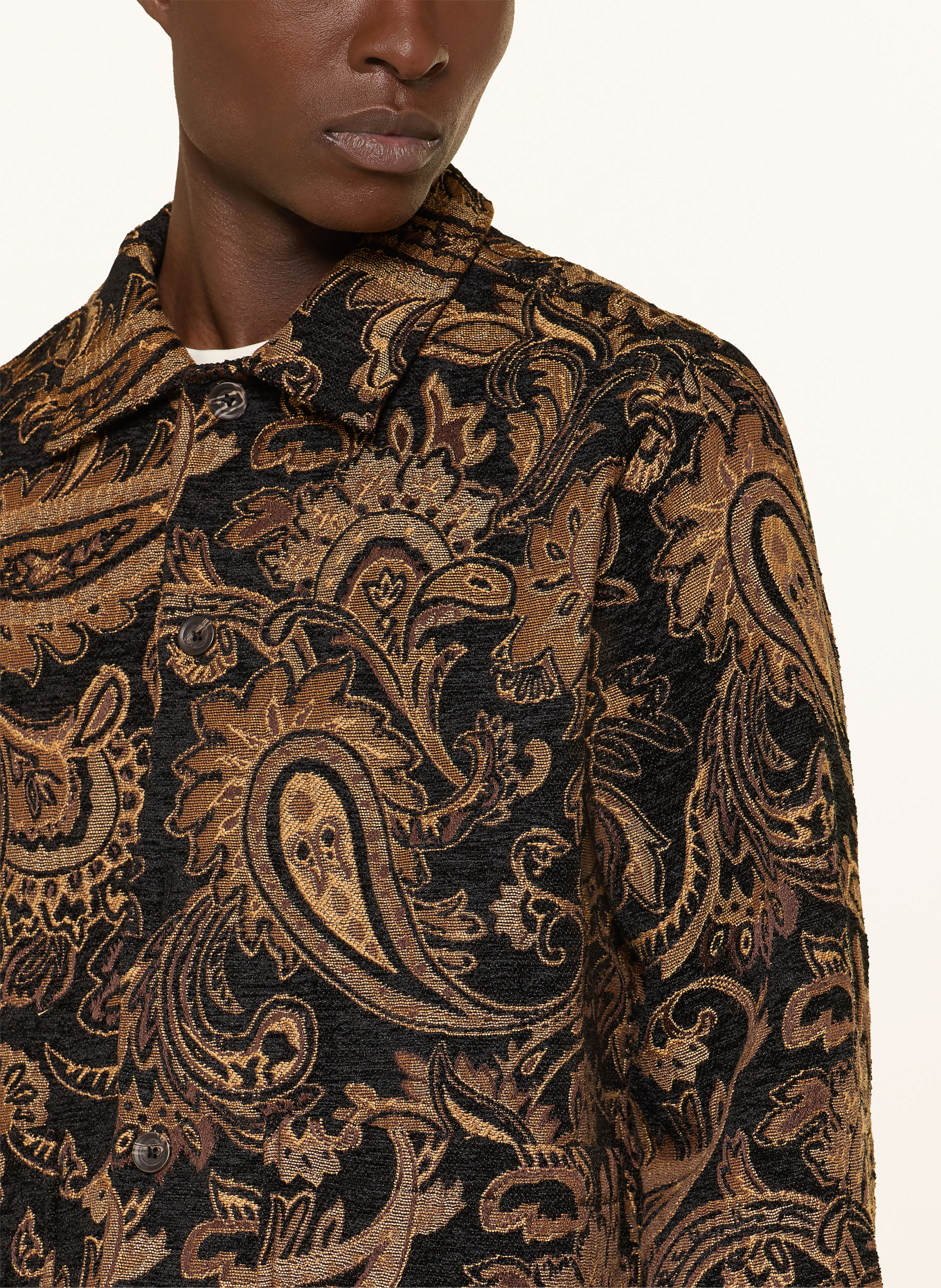 WOODBIRD Jacquard-Overjacket: BRAUN / SCHWARZ