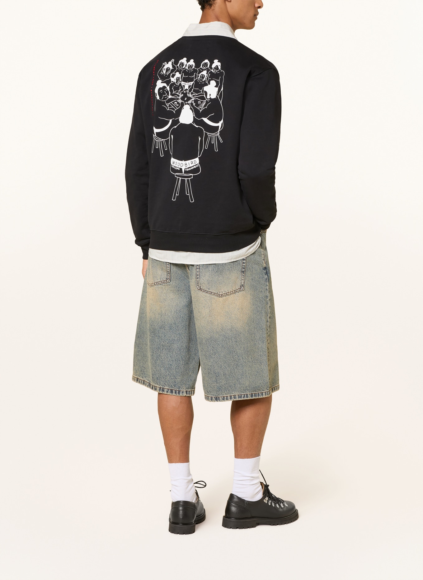 WOODBIRD Sweatshirt WBCANE: SCHWARZ / ROT / WEISS