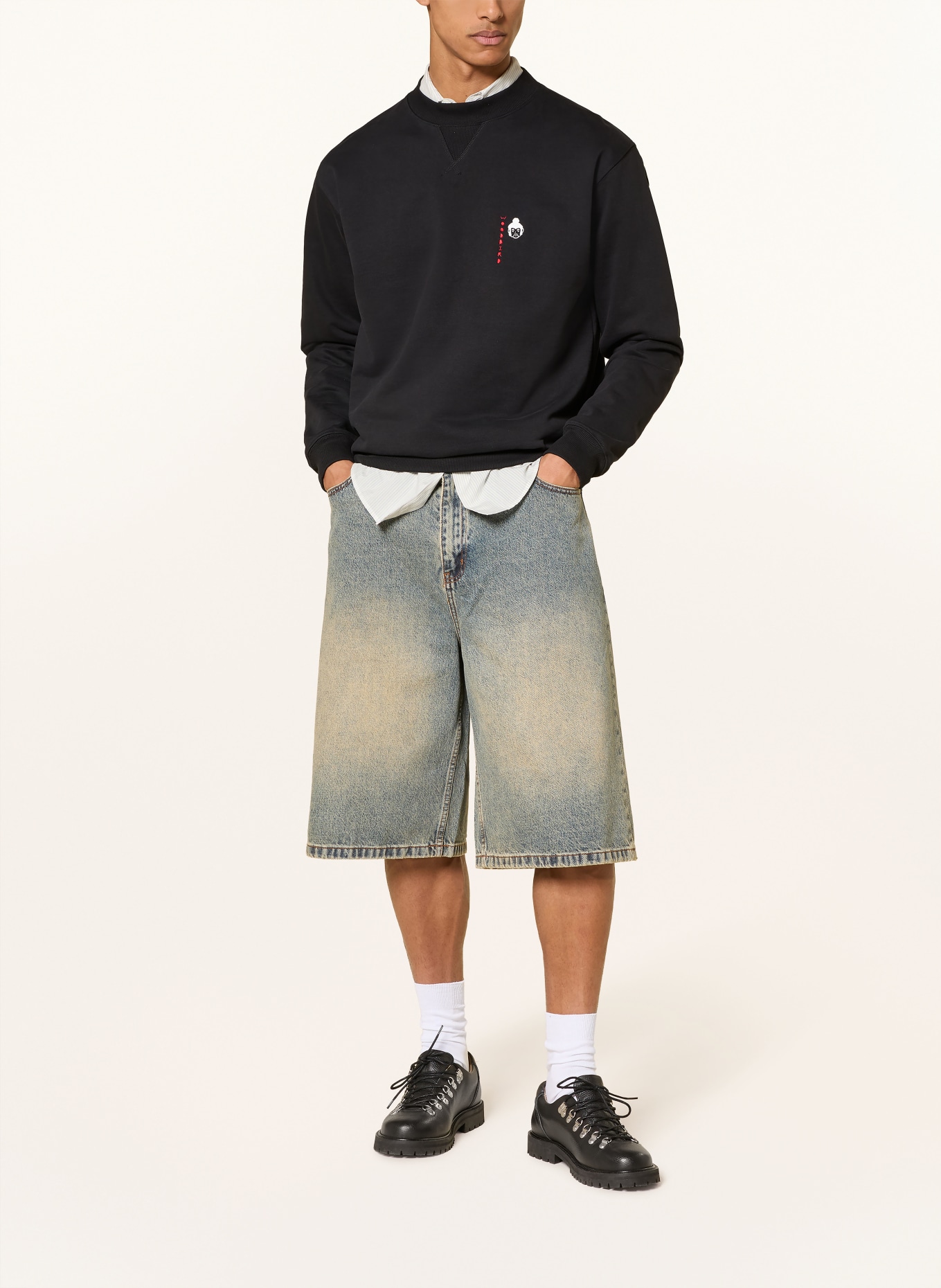 WOODBIRD Sweatshirt WBCANE: SCHWARZ / ROT / WEISS