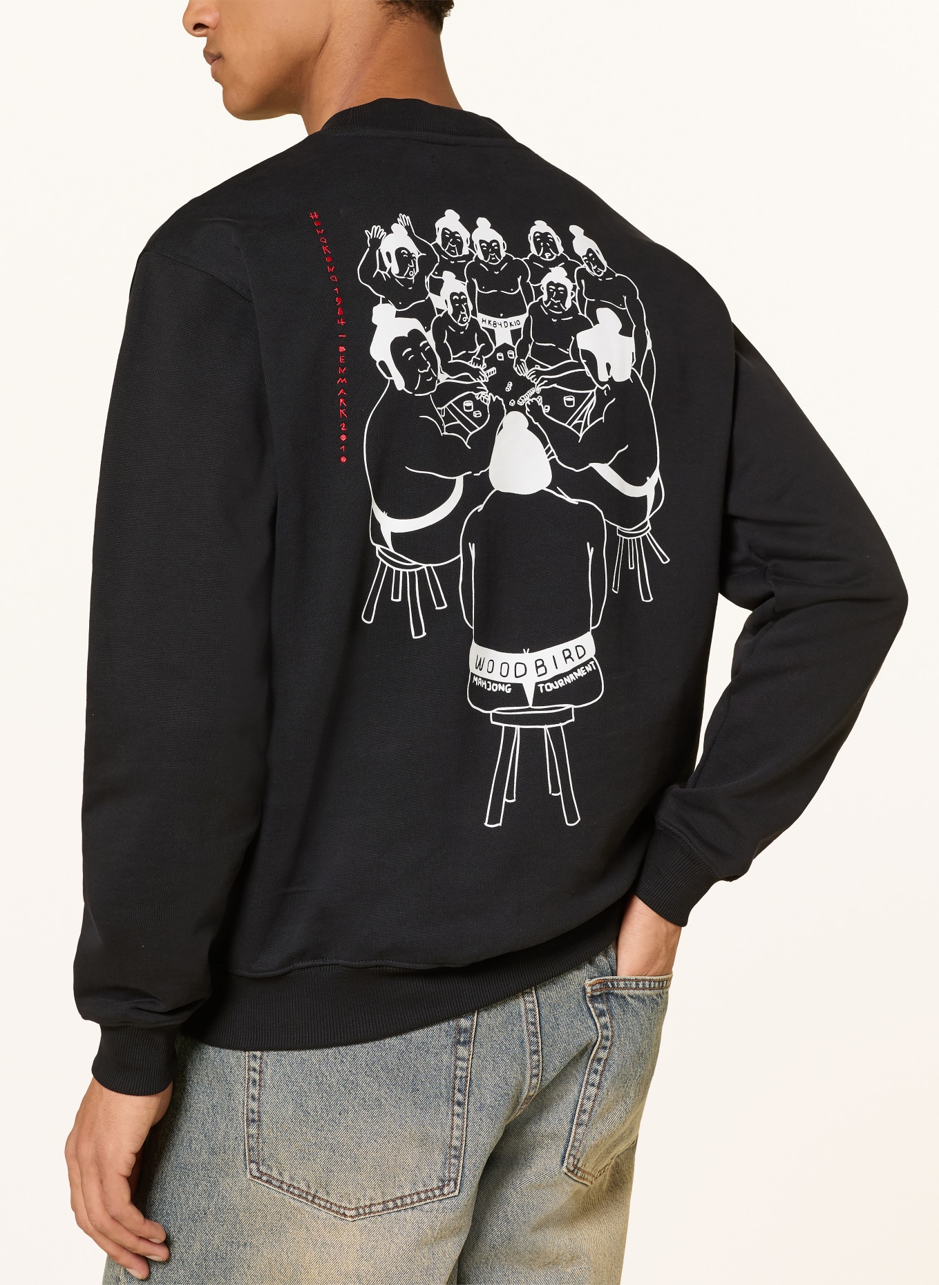 WOODBIRD Sweatshirt WBCANE: SCHWARZ / ROT / WEISS