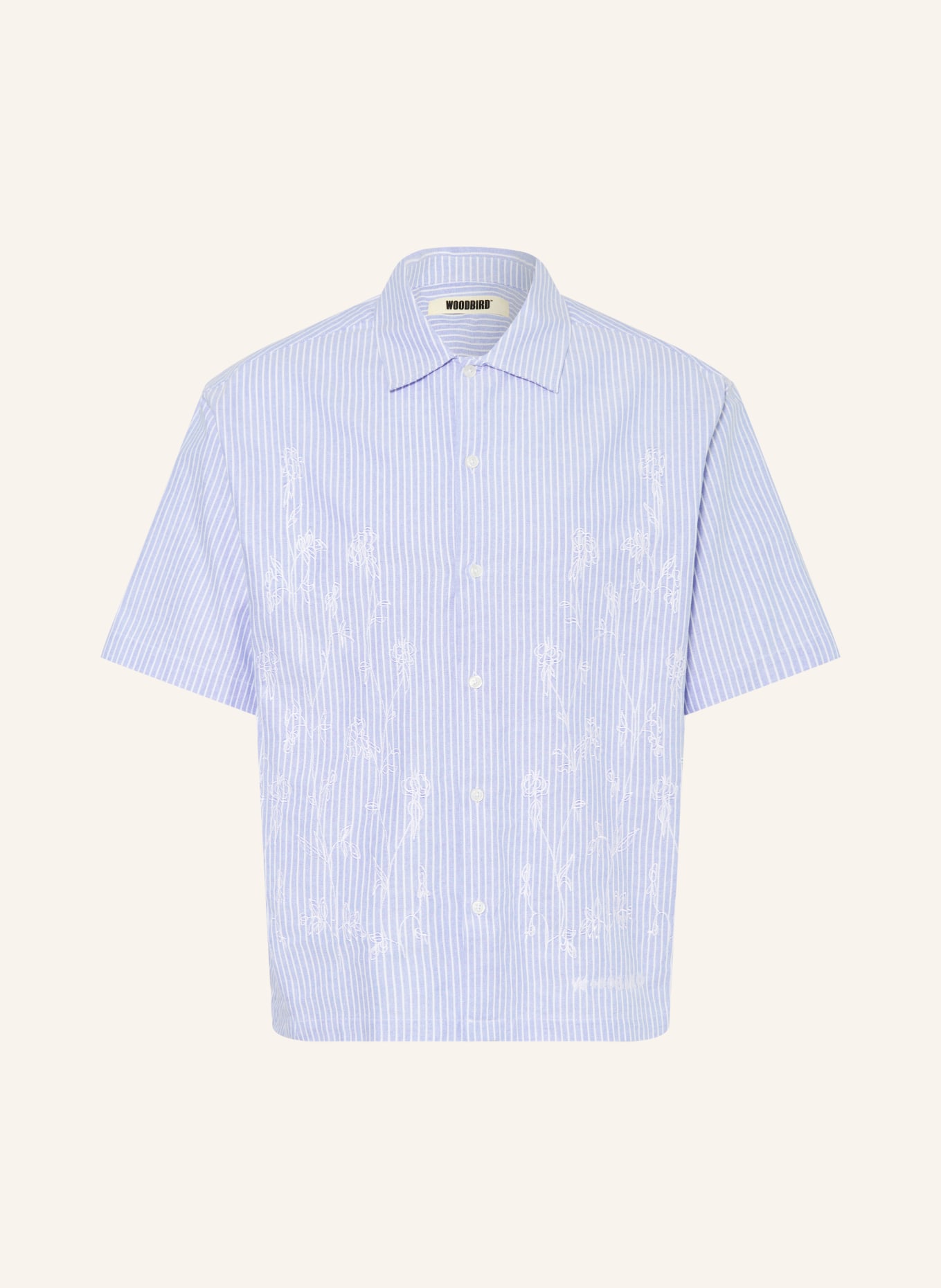 WOODBIRD Kurzarm-Hemd Comfort Fit: HELLBLAU / WEISS