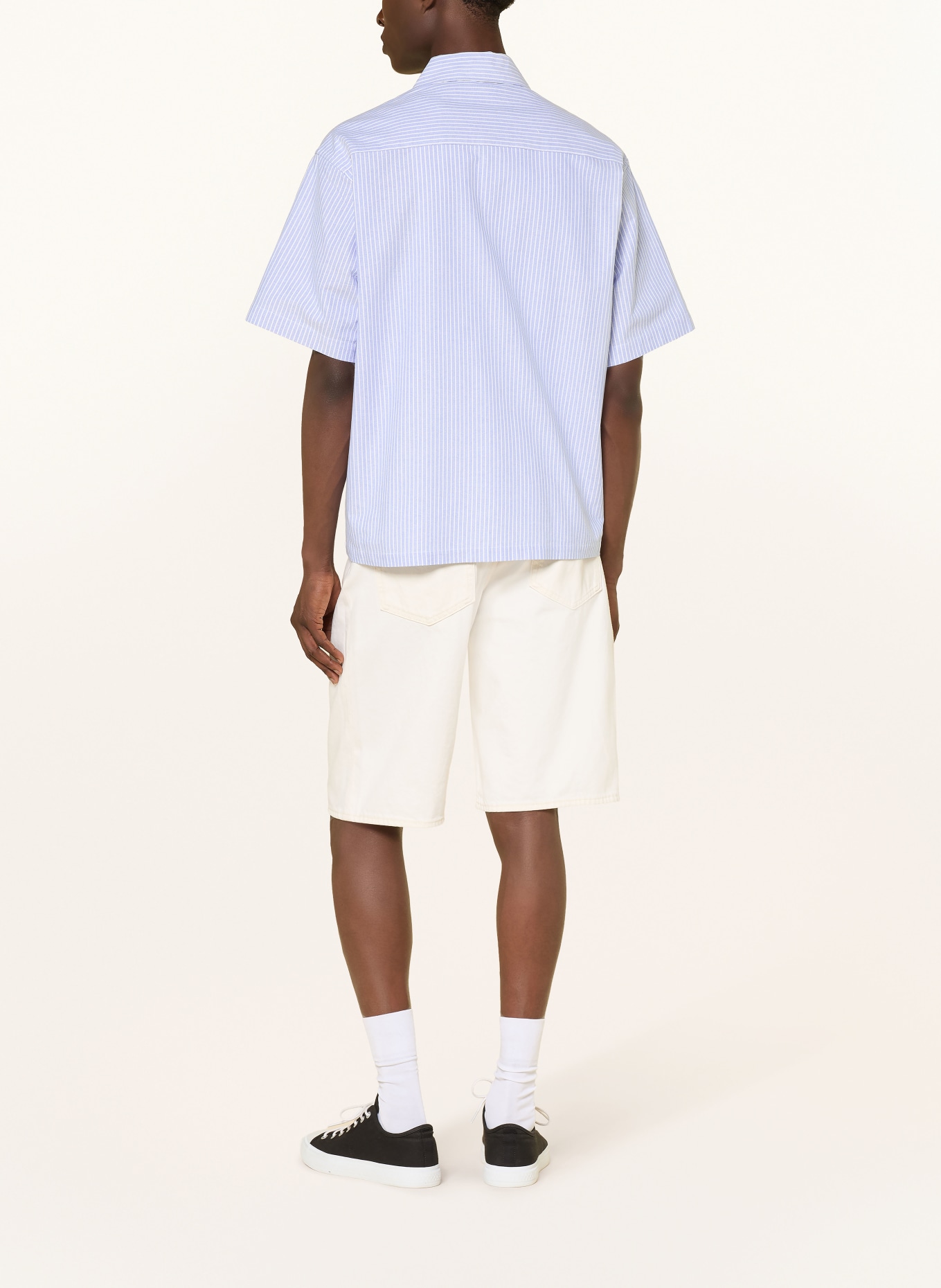 WOODBIRD Kurzarm-Hemd Comfort Fit: HELLBLAU / WEISS