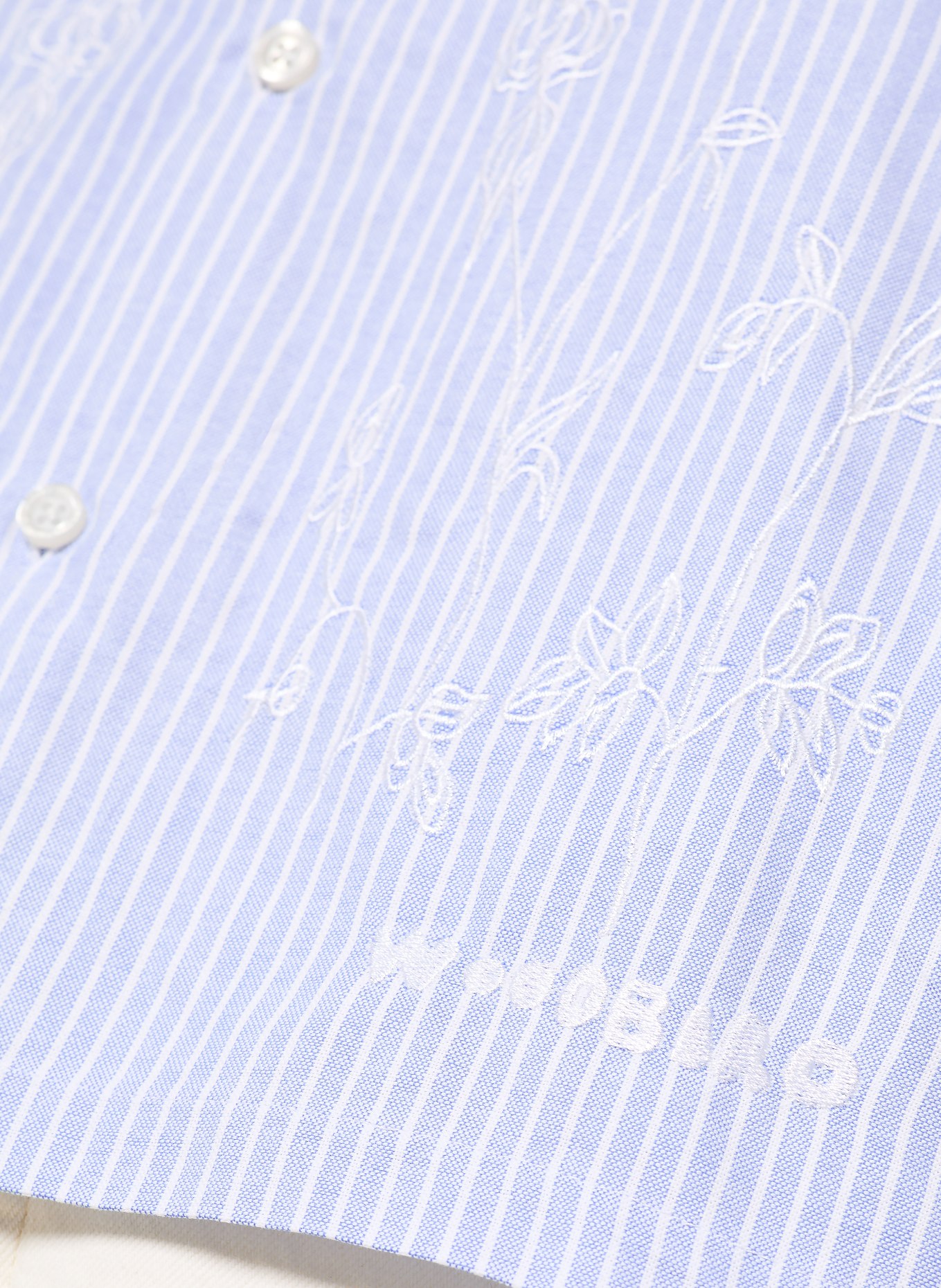 WOODBIRD Kurzarm-Hemd Comfort Fit: HELLBLAU / WEISS