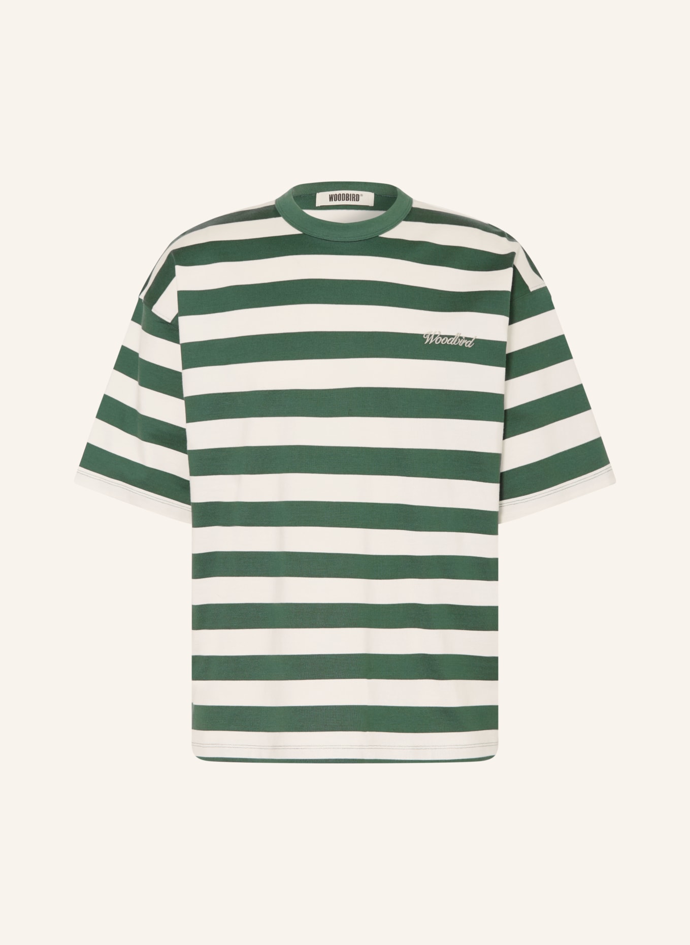 WOODBIRD T-Shirt WBBEAM: DUNKELGRÜN / ECRU