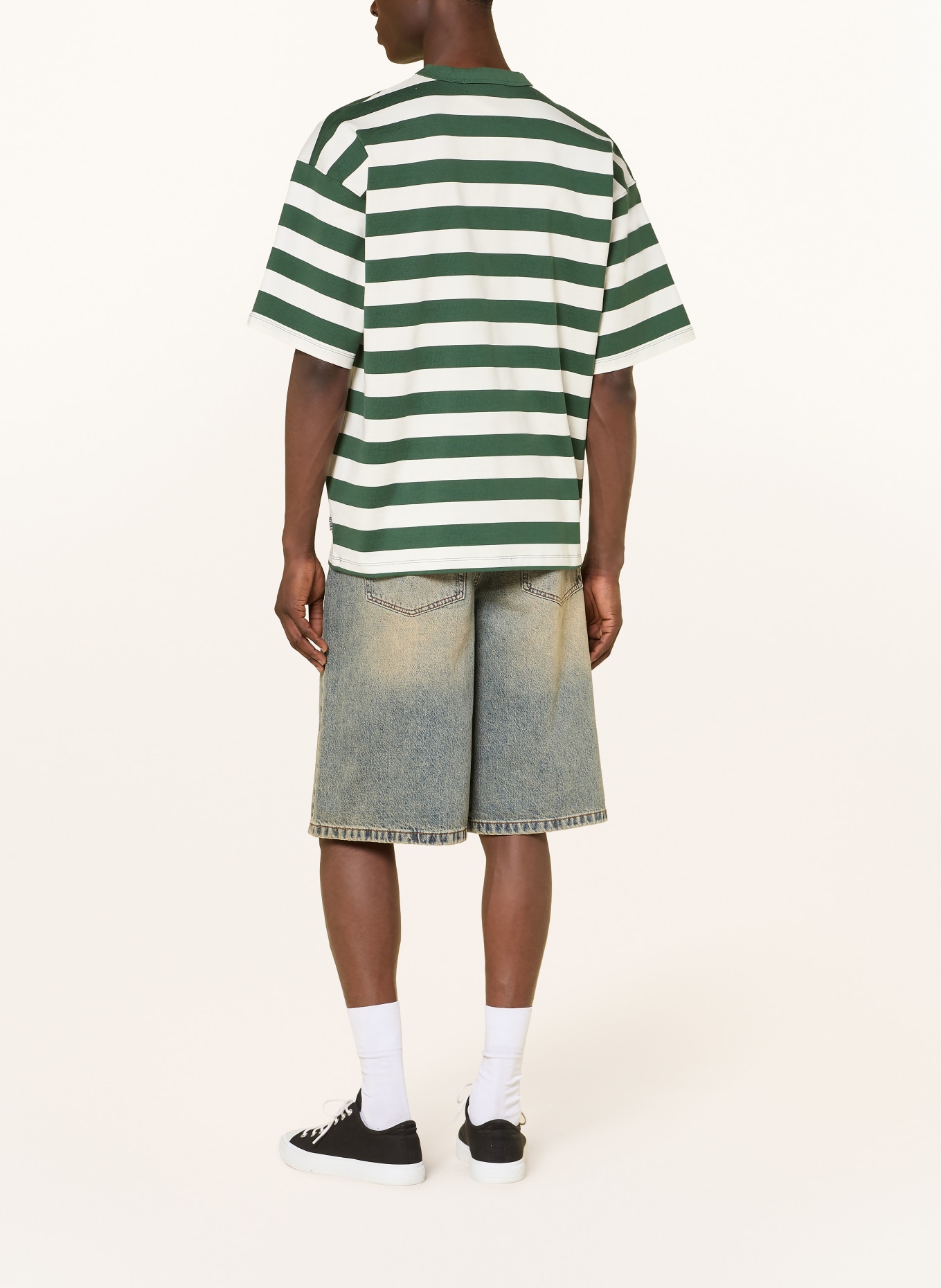 WOODBIRD T-Shirt WBBEAM: DUNKELGRÜN / ECRU