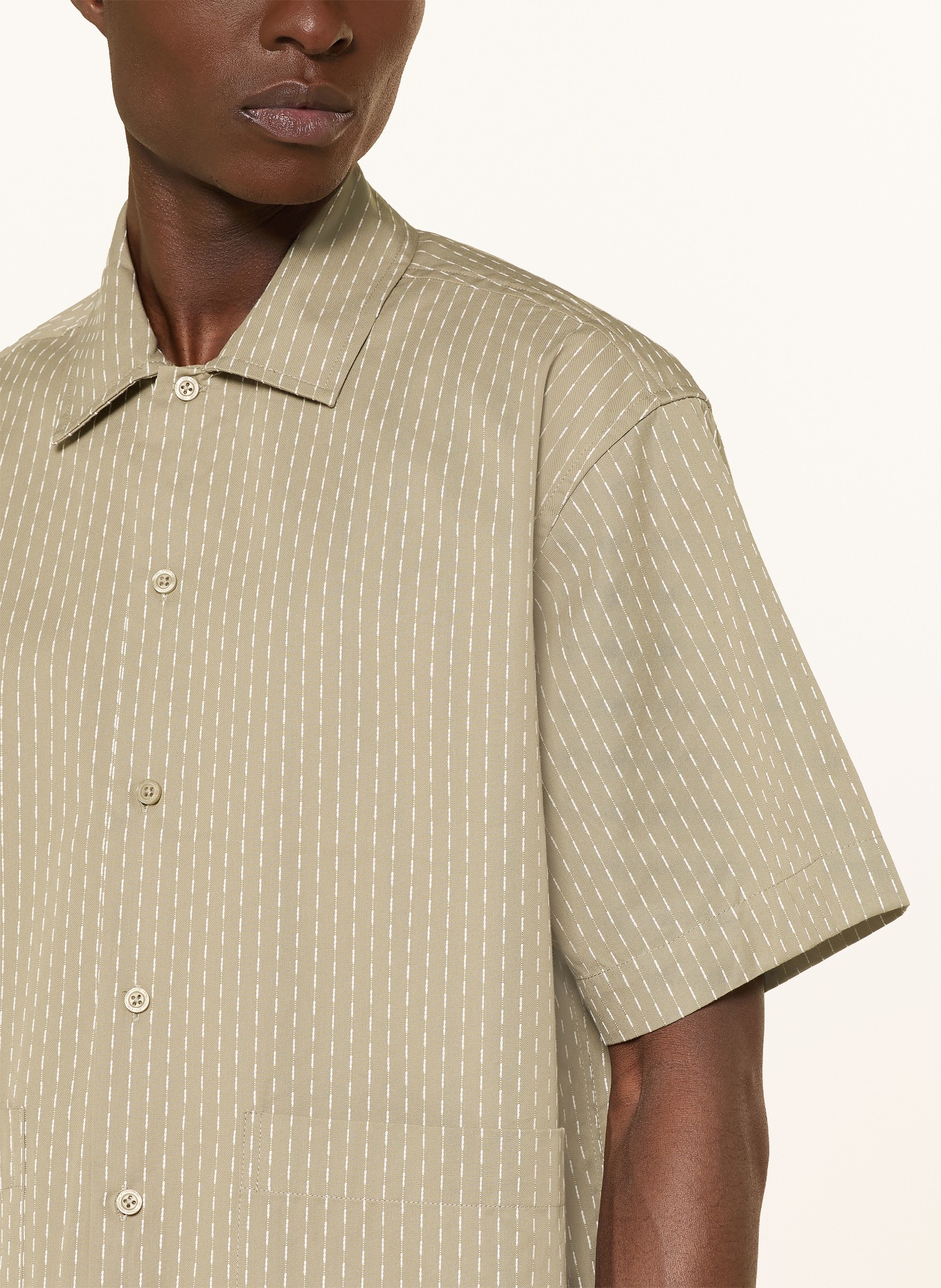 WOODBIRD Kurzarm-Hemd WBWANG SHIKO Comfort Fit: HELLBRAUN / CREME