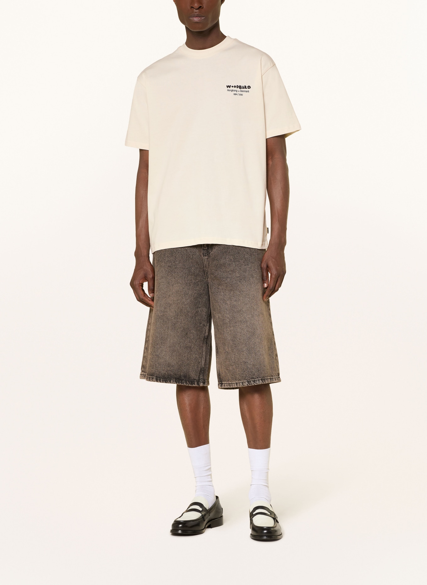 WOODBIRD T-Shirt WBBAINE WOK: ECRU / SCHWARZ