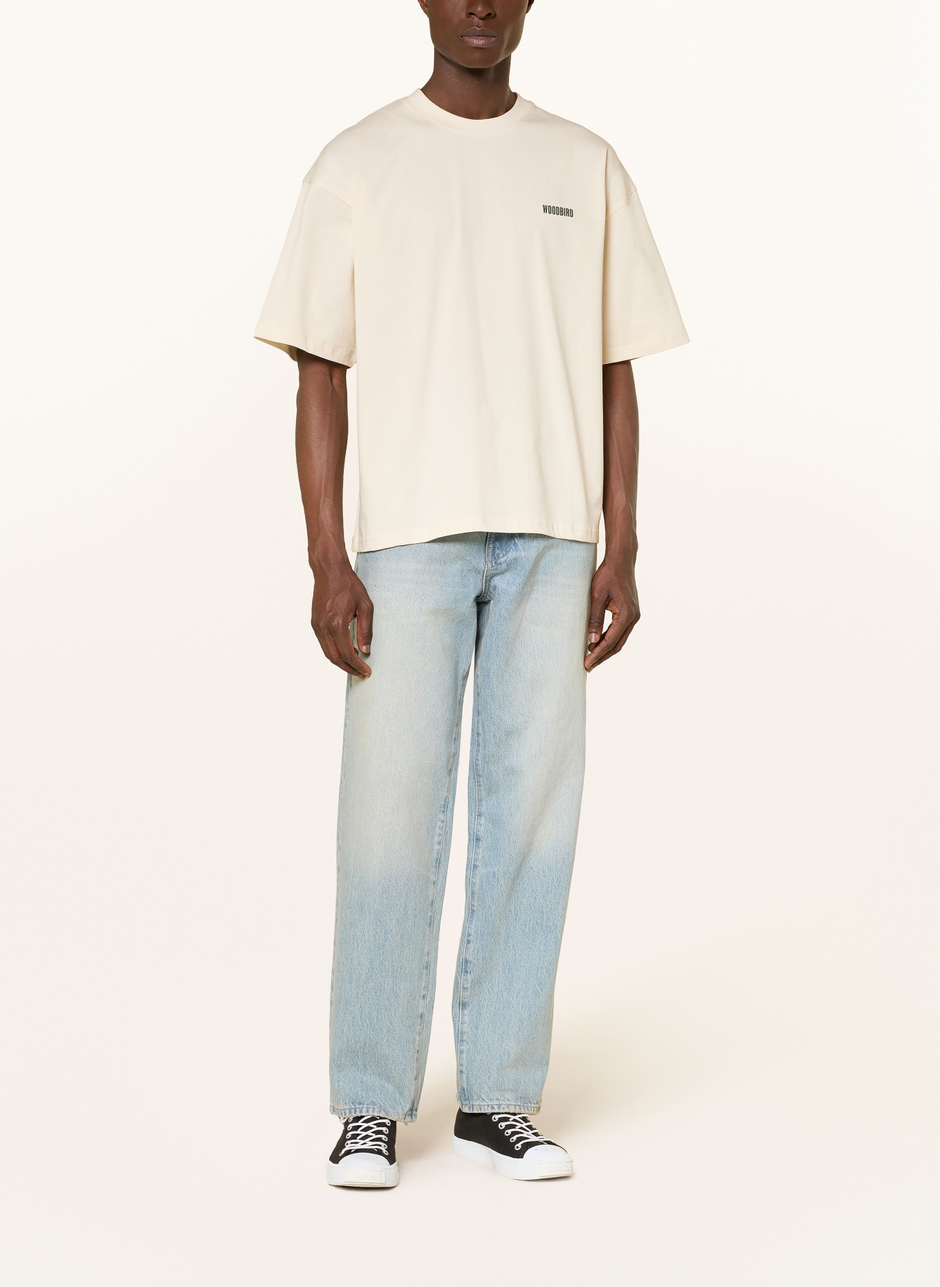 WOODBIRD T-Shirt WBBEAM LION: ECRU / DUNKELGRÜN