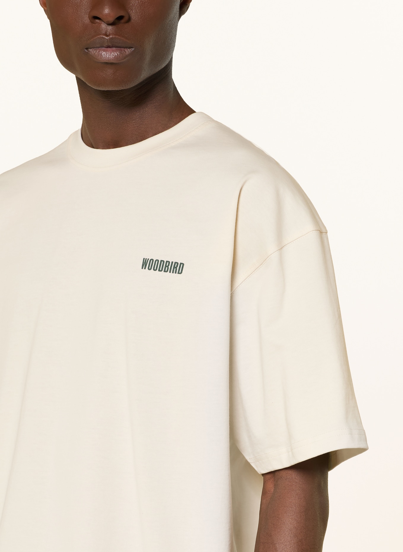 WOODBIRD T-Shirt WBBEAM LION: ECRU / DUNKELGRÜN