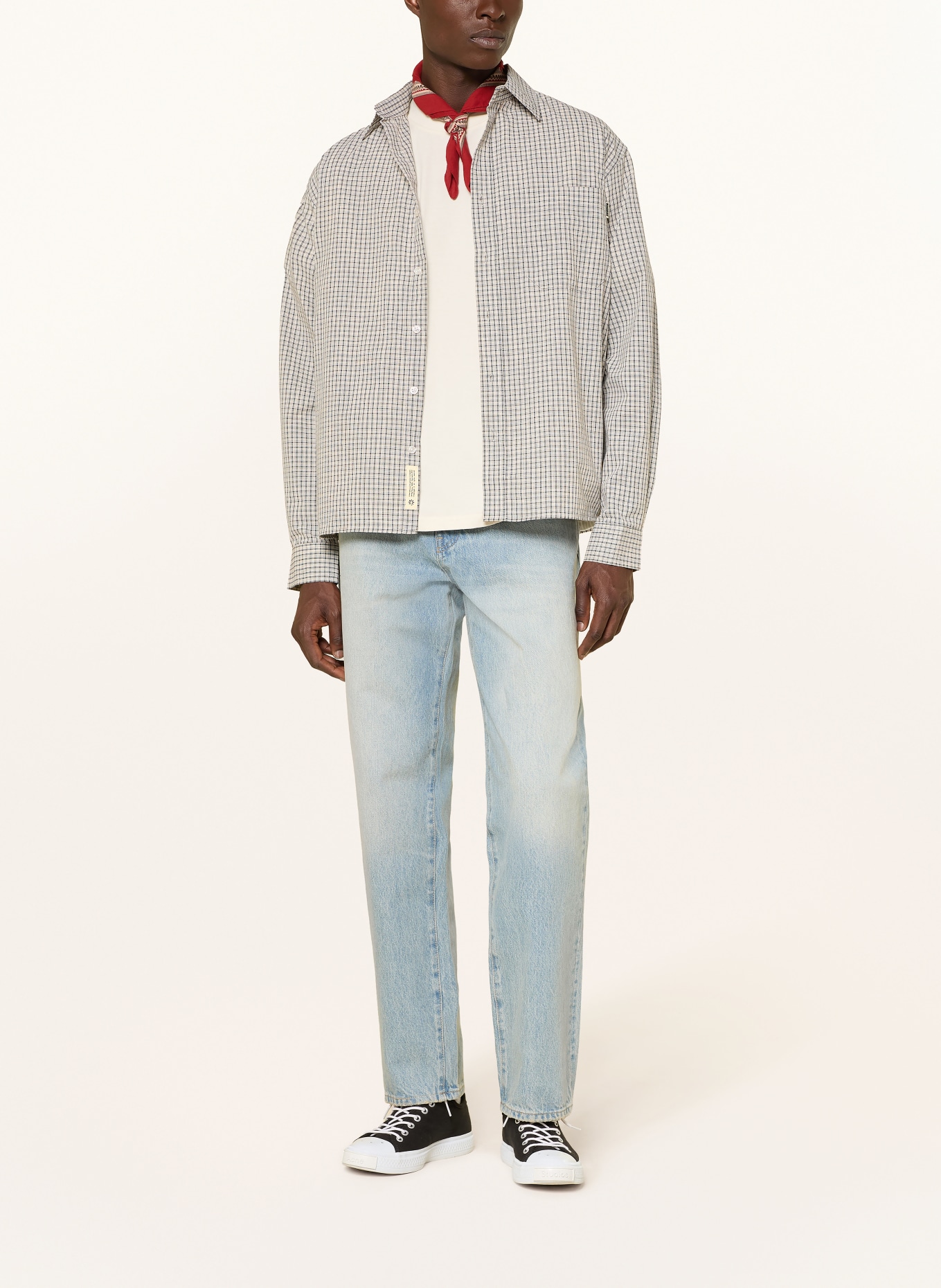 WOODBIRD Hemd Comfort Fit: CREME / SCHWARZ