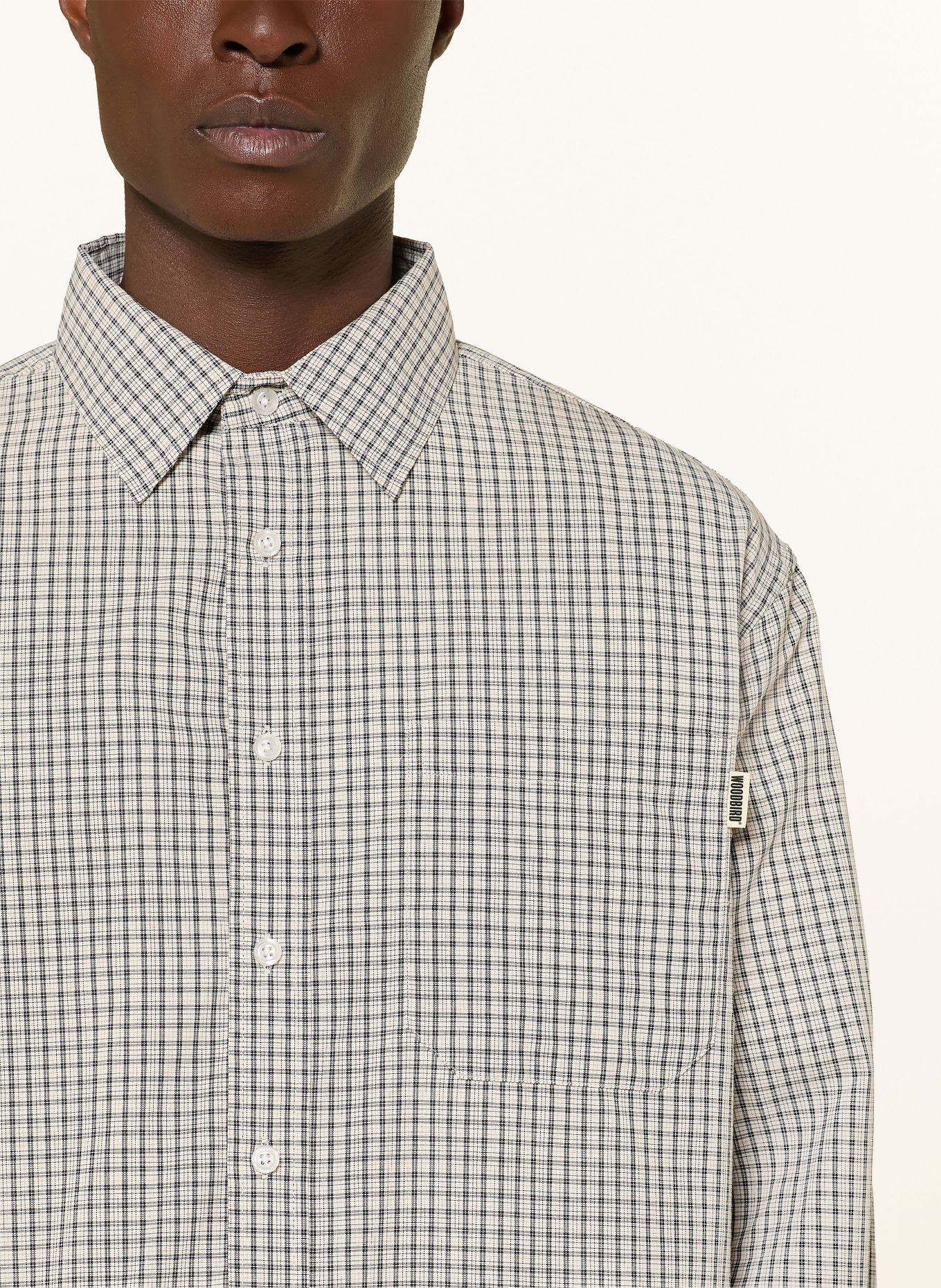 WOODBIRD Hemd Comfort Fit: CREME / SCHWARZ