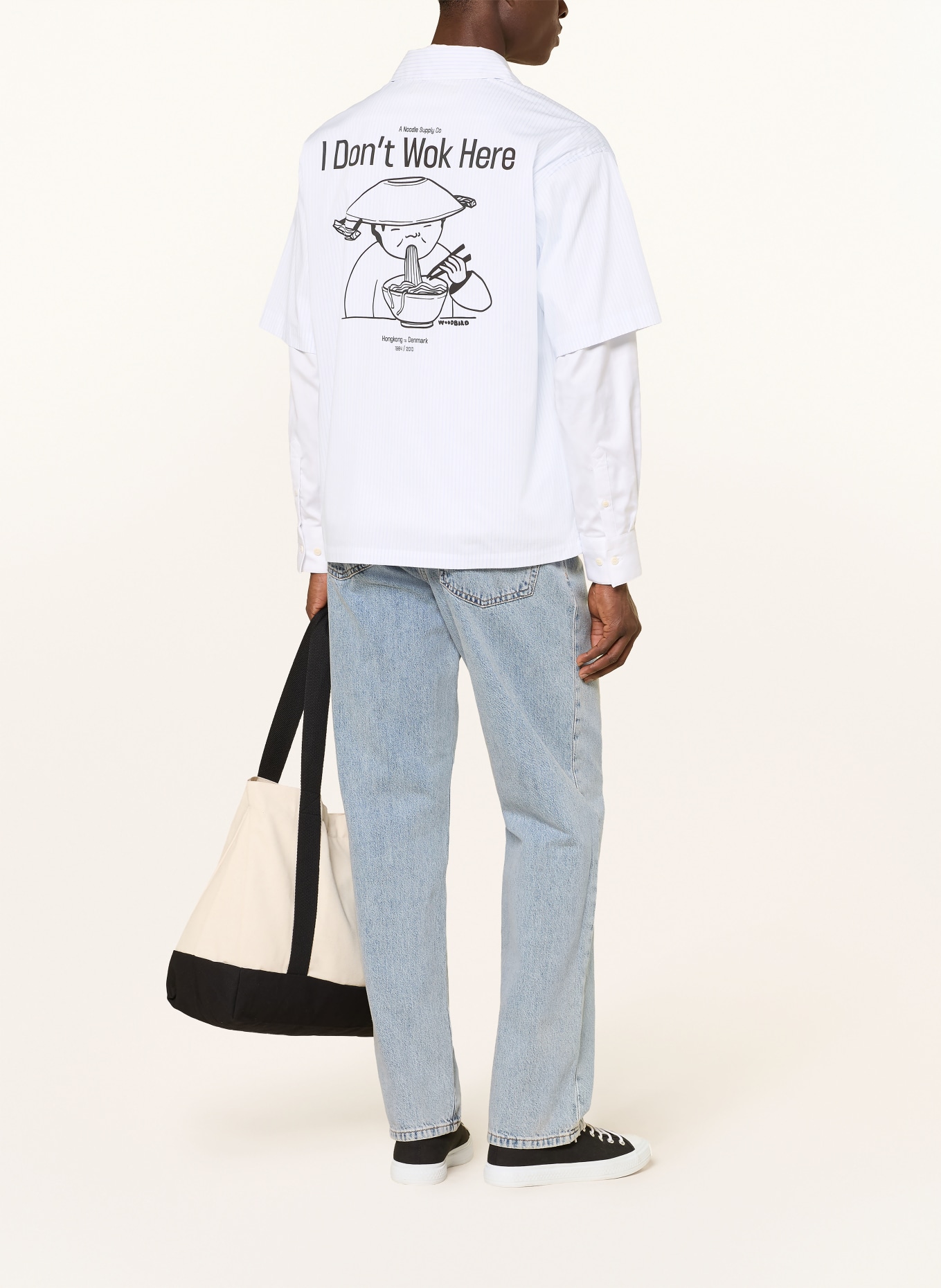 WOODBIRD Kurzarm-Hemd WBWANG Comfort Fit: WEISS / HELLBLAU / SCHWARZ