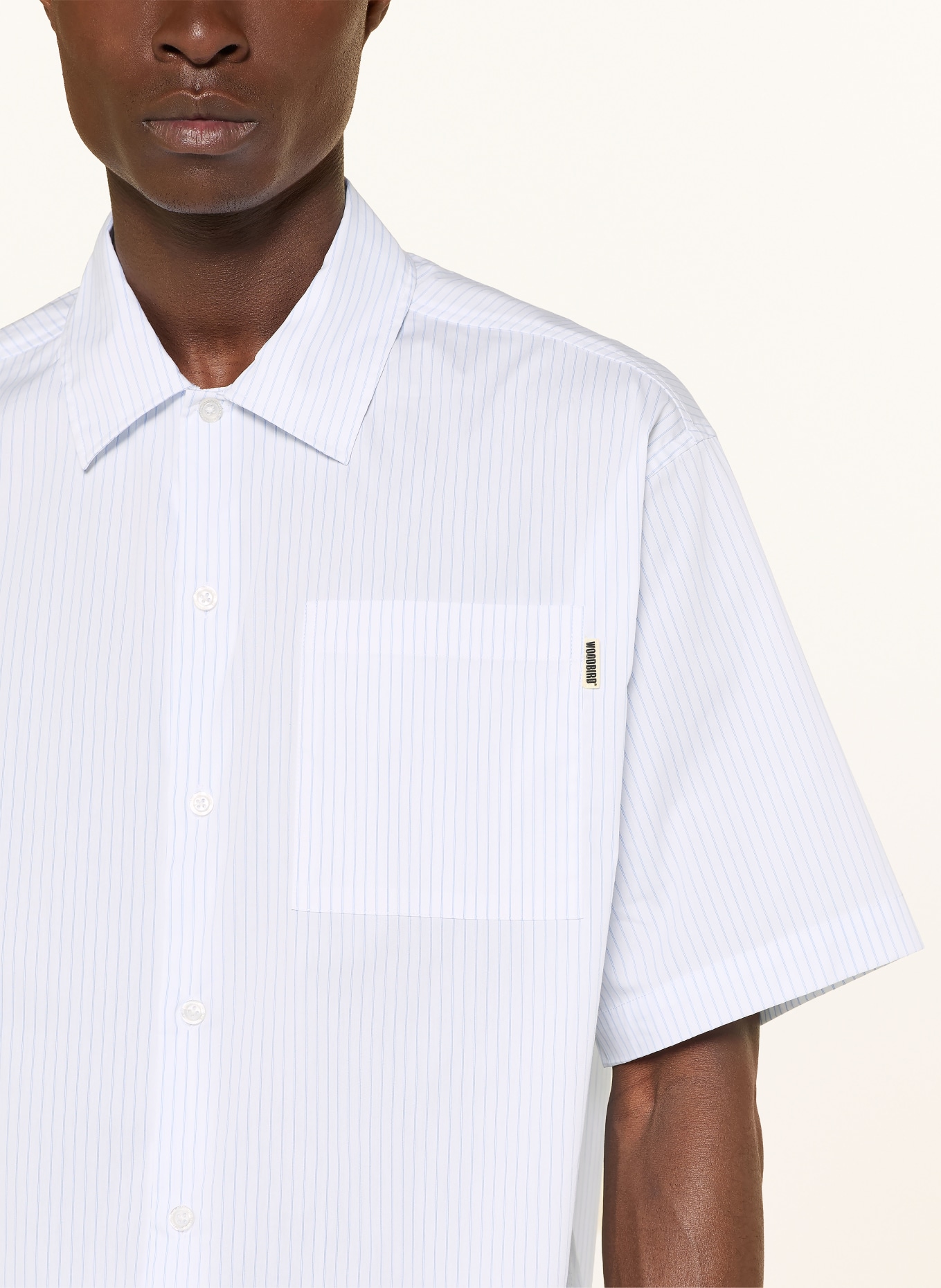 WOODBIRD Kurzarm-Hemd WBWANG Comfort Fit: WEISS / HELLBLAU / SCHWARZ