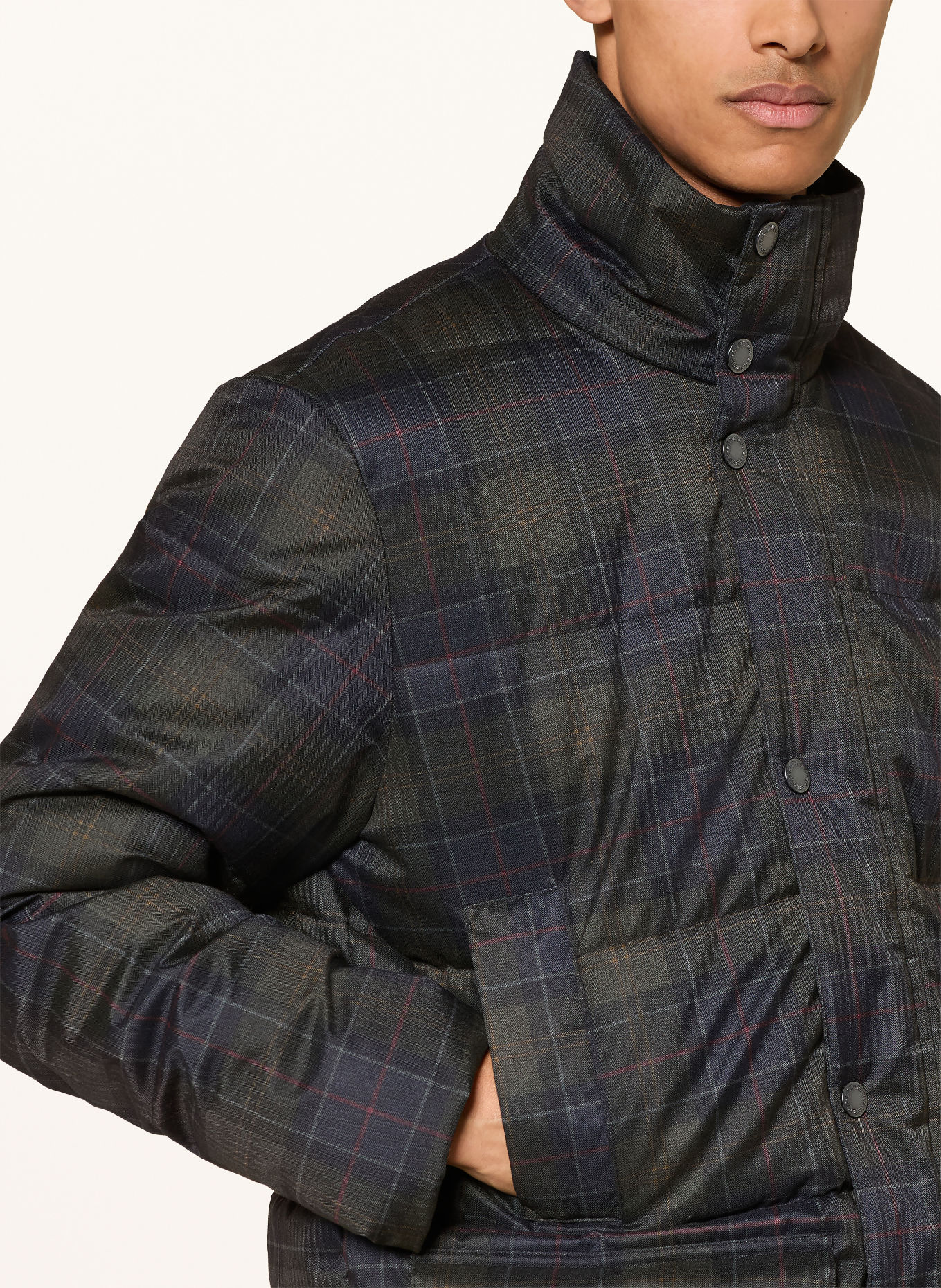 Barbour Gewatteerde jas LONNEN: DONKERBLAUW / DONKERROOD / DONKERGROEN