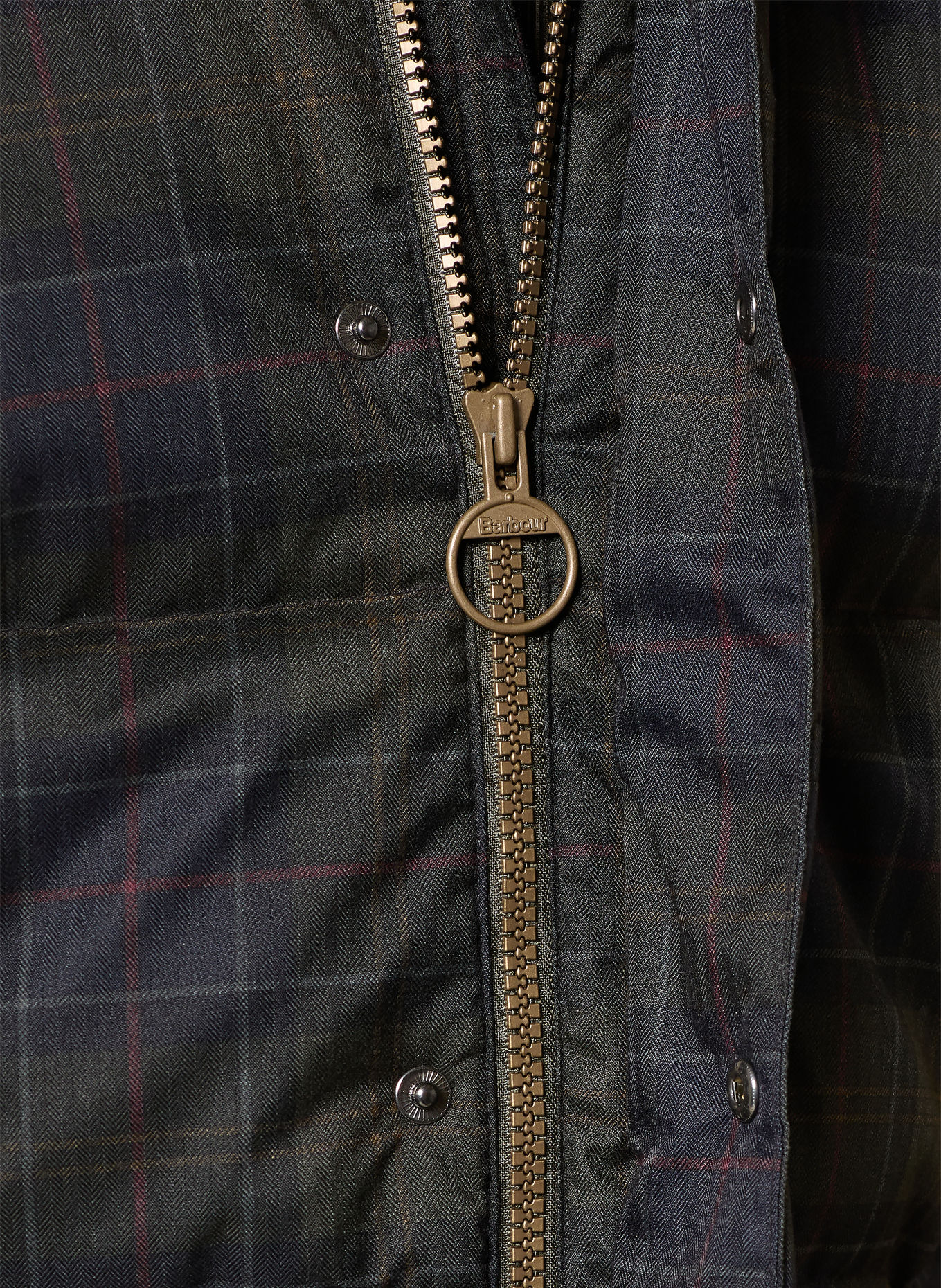 Barbour Gewatteerde jas LONNEN: DONKERBLAUW / DONKERROOD / DONKERGROEN