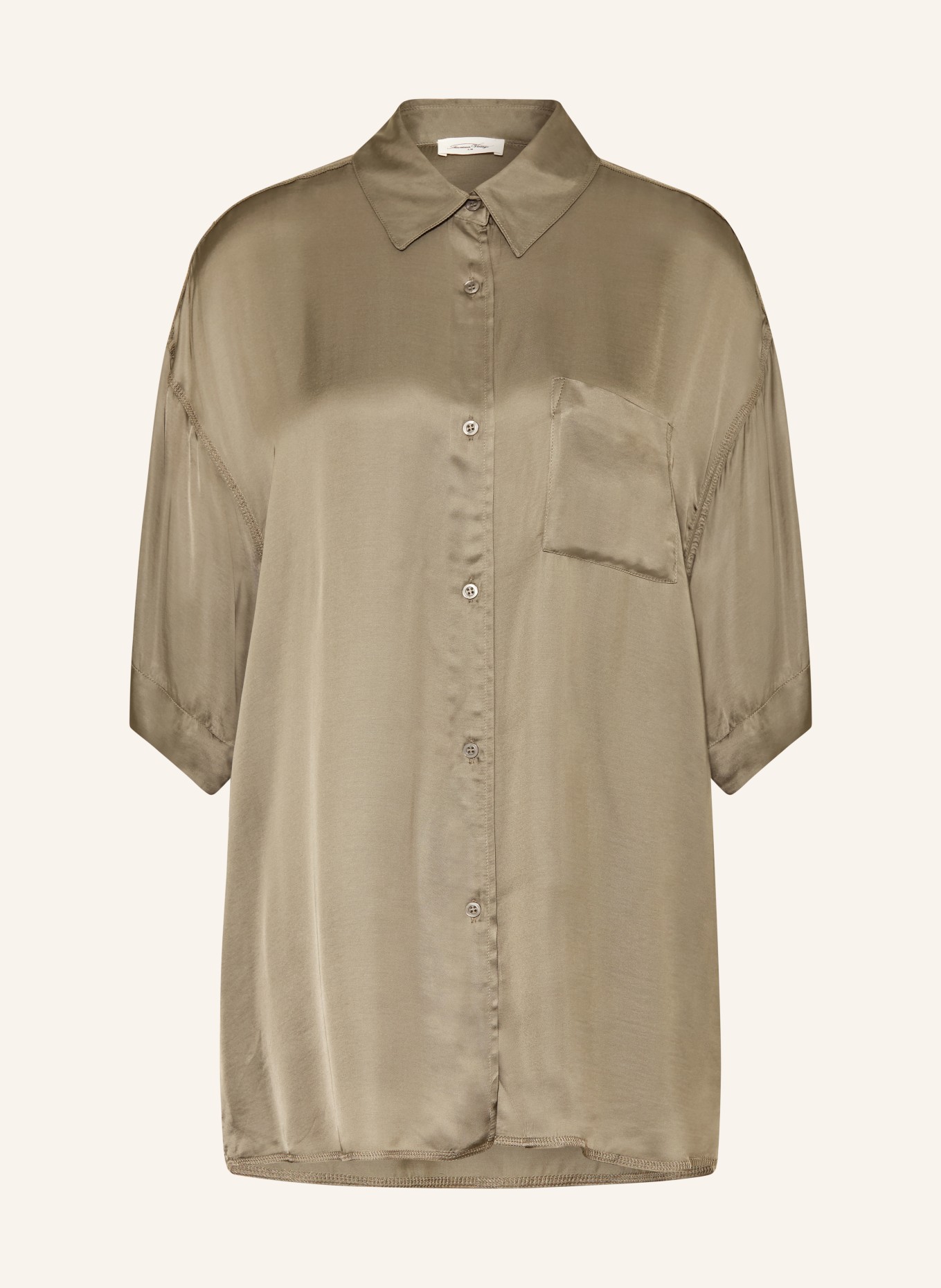 American Vintage Oversized-Hemdbluse mit 3/4-Arm: OLIV