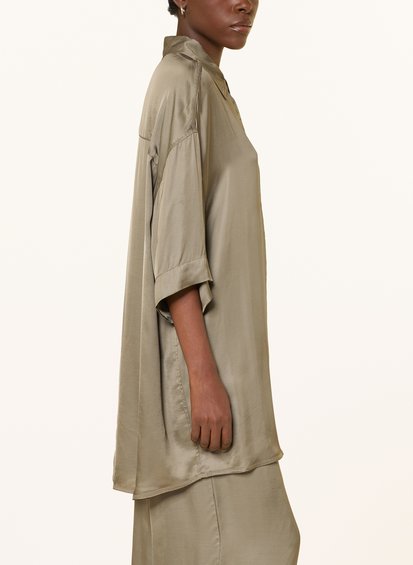 American Vintage Oversized-Hemdbluse mit 3/4-Arm: OLIV