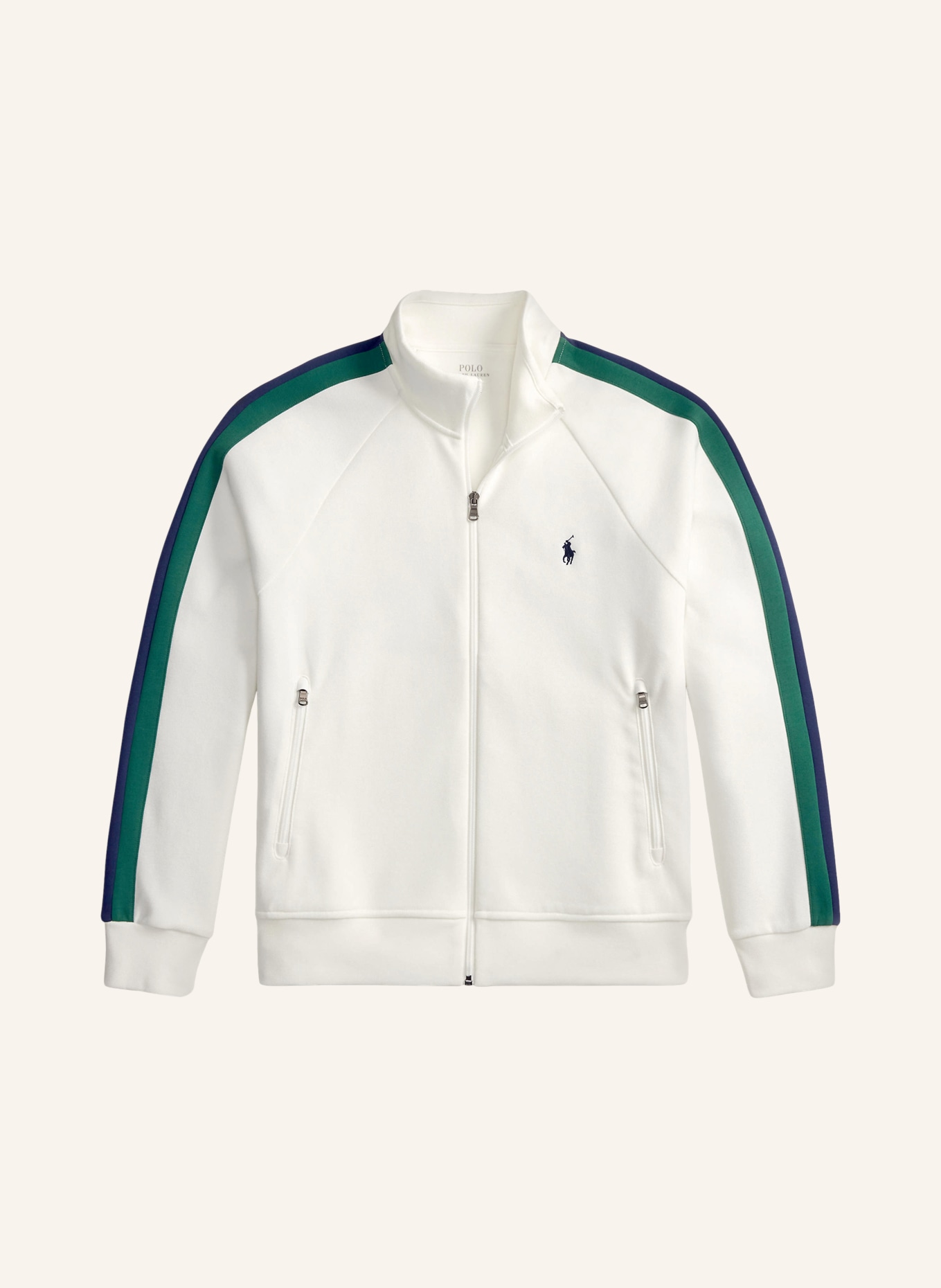 POLO RALPH LAUREN Sweatjacke: WEISS / GRÜN / DUNKELBLAU