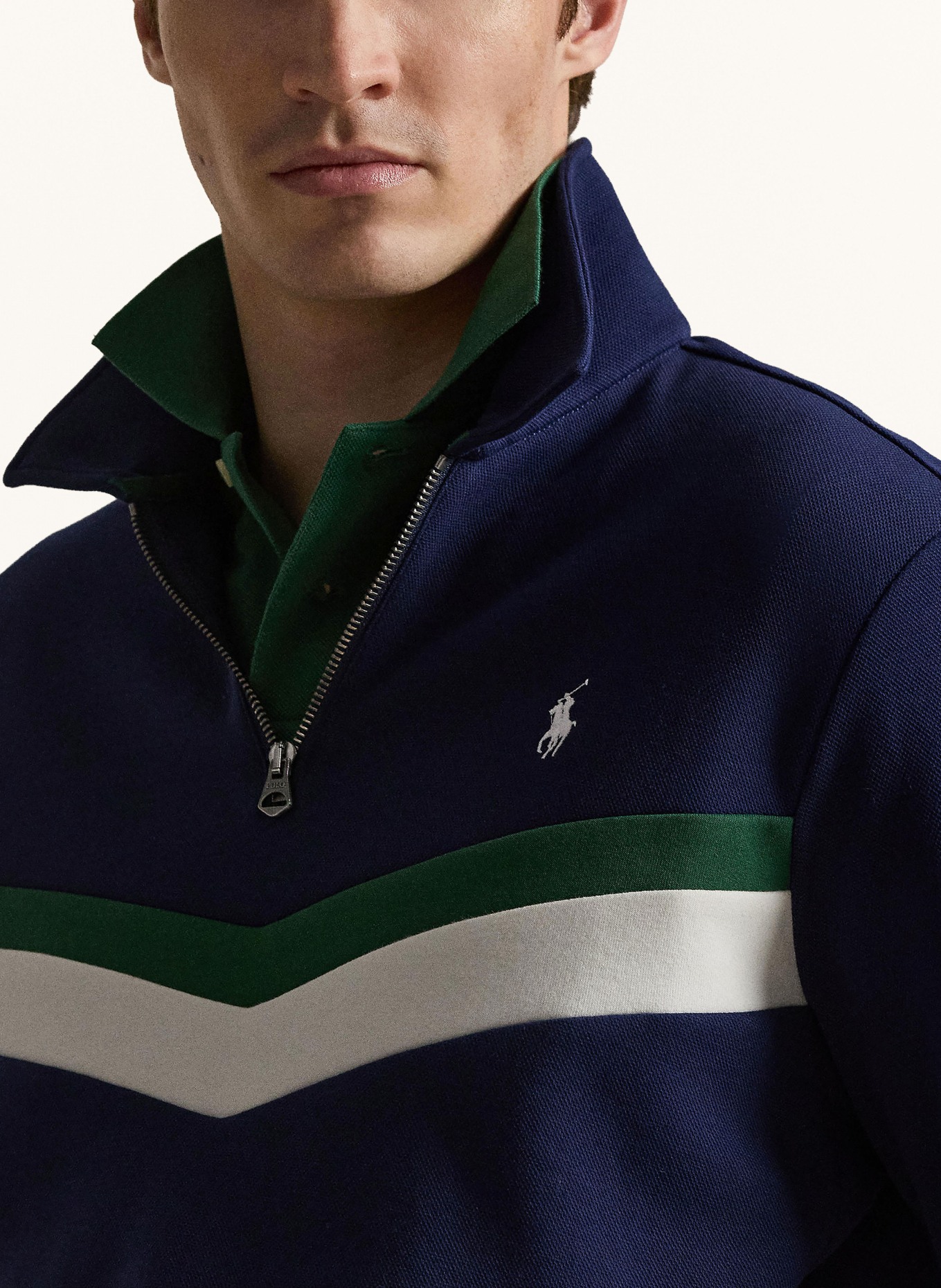 POLO RALPH LAUREN Sweatshirt: DUNKELBLAU / GRÜN / WEISS