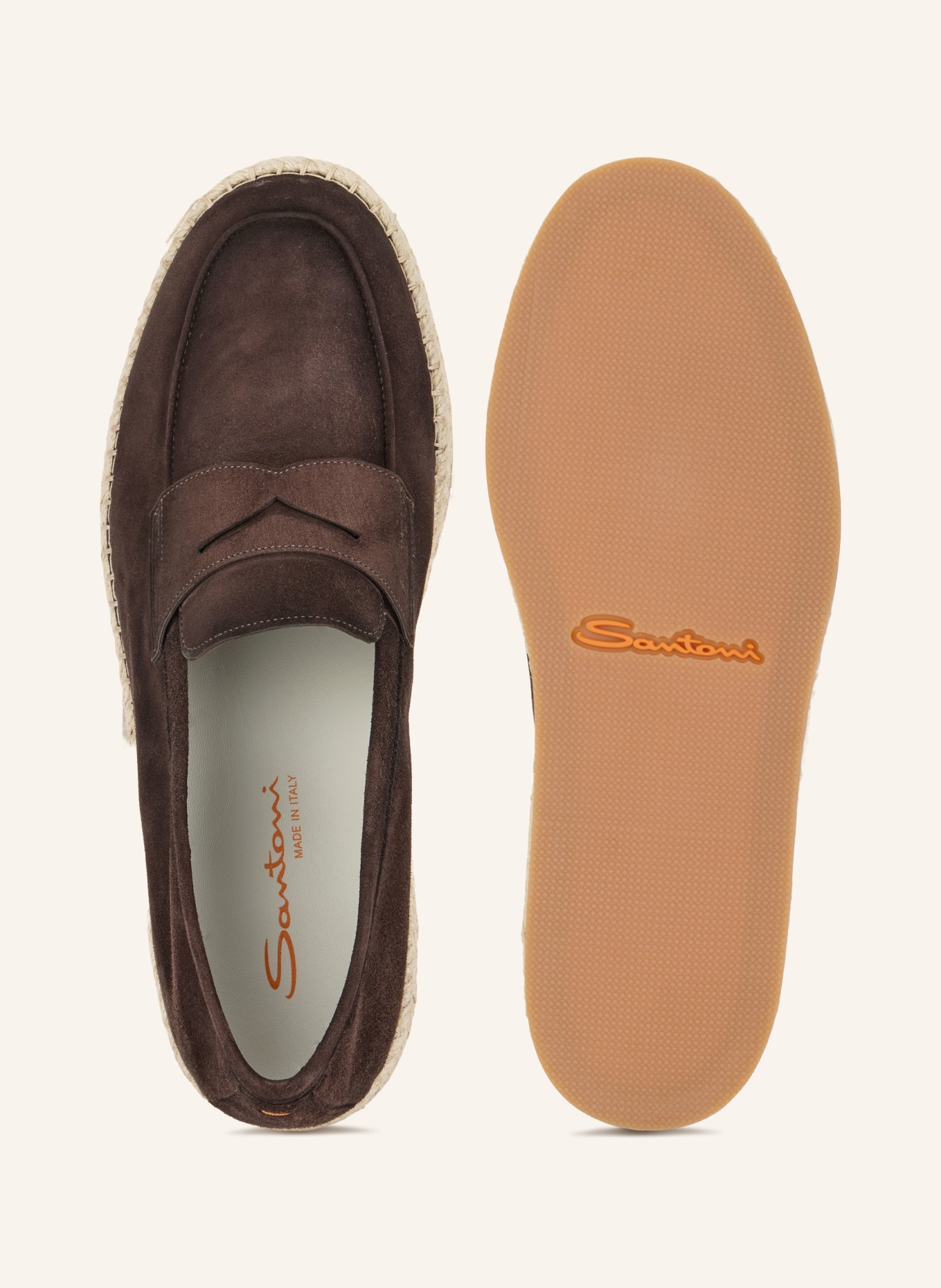Santoni CARLO espadrilles: DARK BROWN / BEIGE