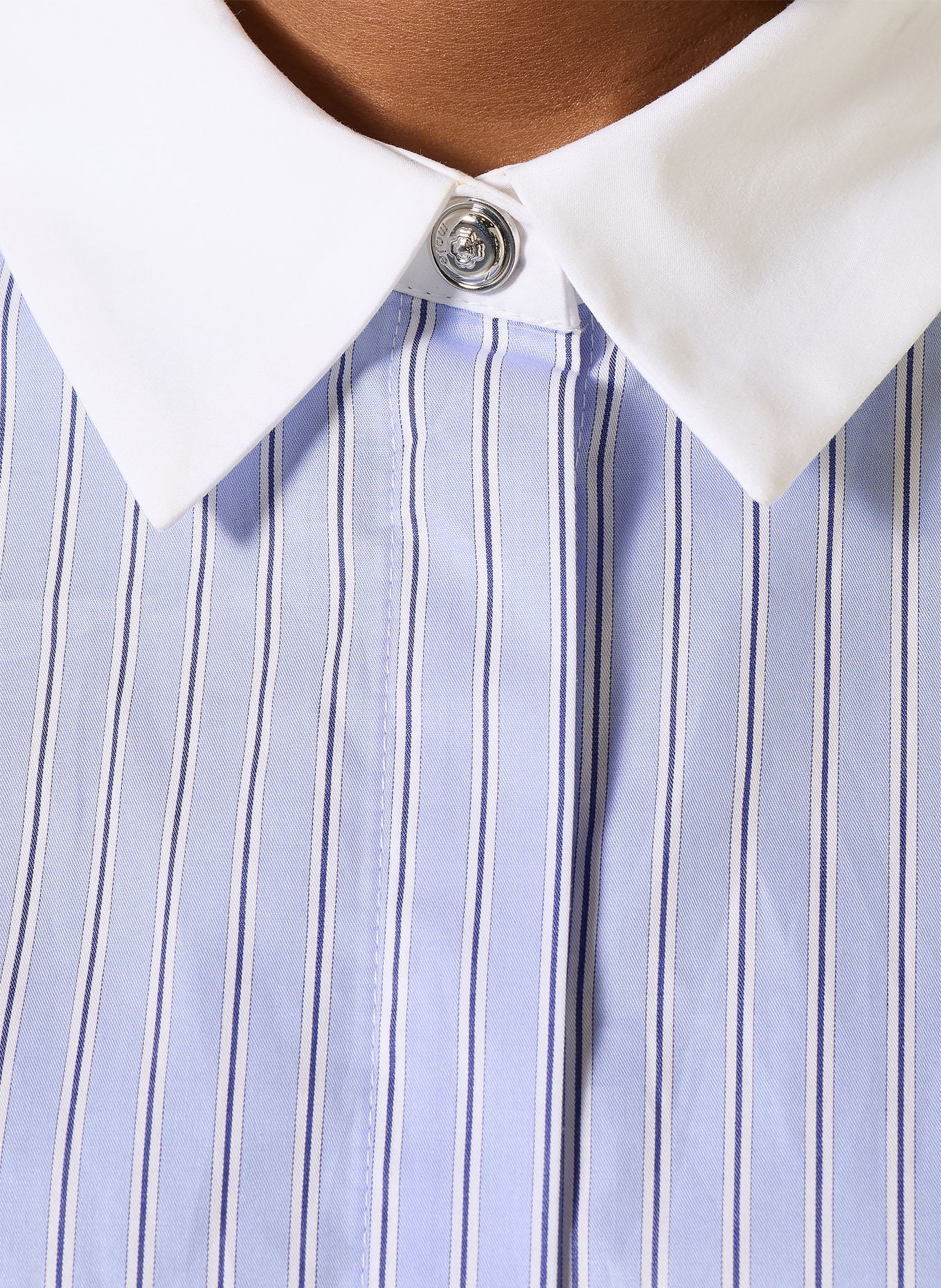 maje Hemdblusenkleid im Materialmix: HELLBLAU / DUNKELBLAU / WEISS