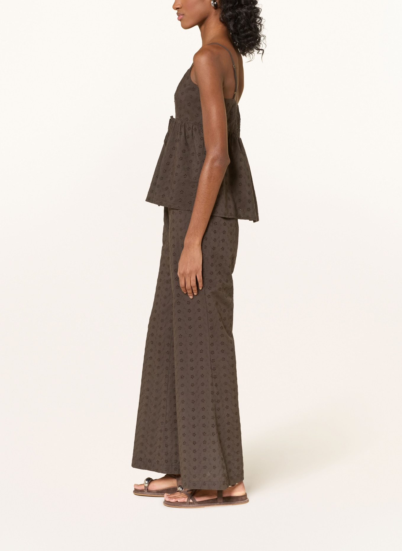 NEO NOIR Broek HENNIE EMB: MARRON FONCÉ