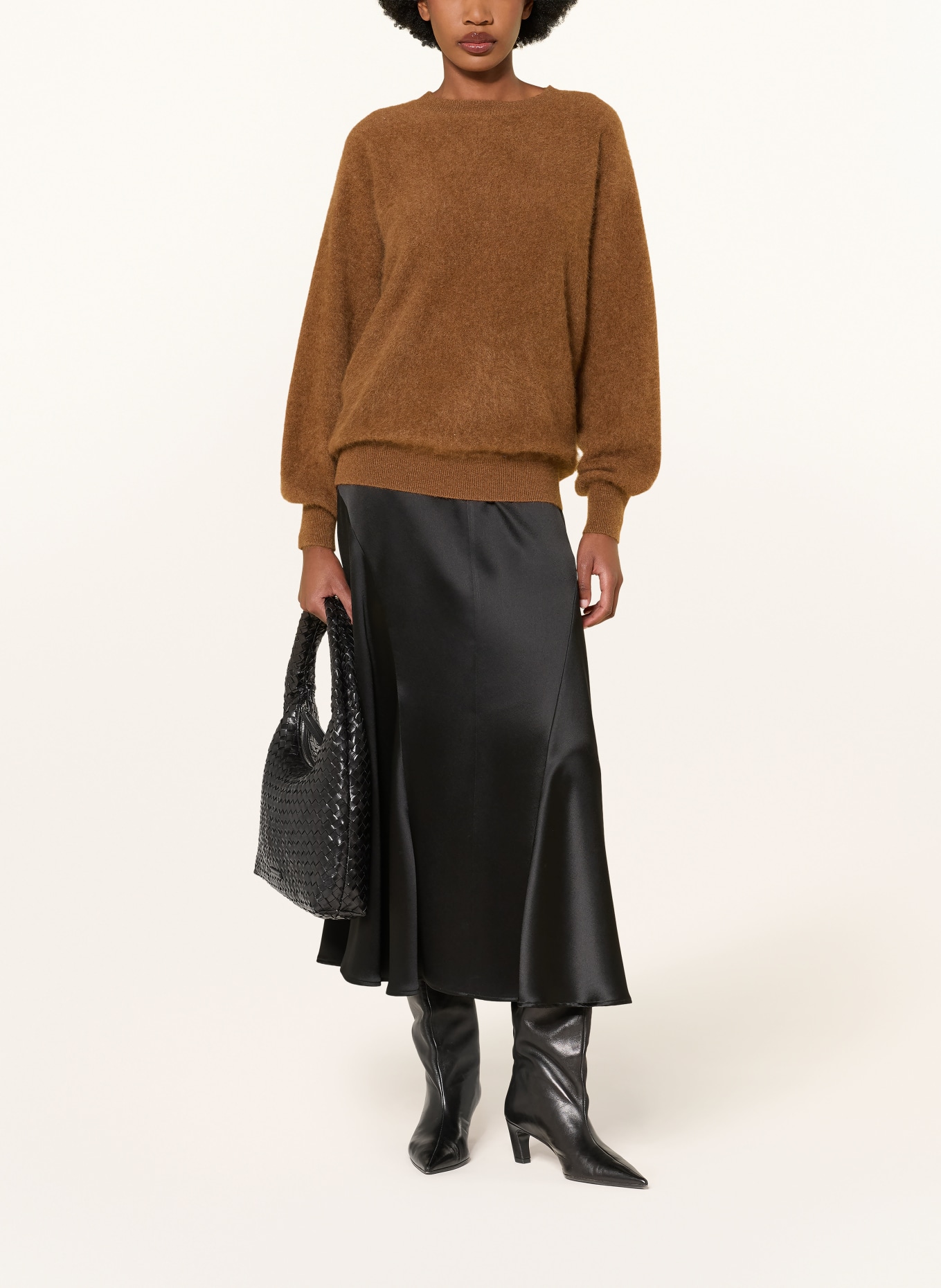 (THE MERCER) N.Y. Oversized trui van kasjmier: BRUIN