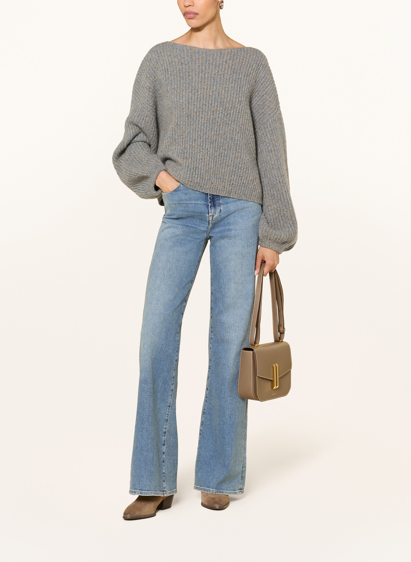 (THE MERCER) N.Y. Pull en cachemire: GRIS / BEIGE / BLEU