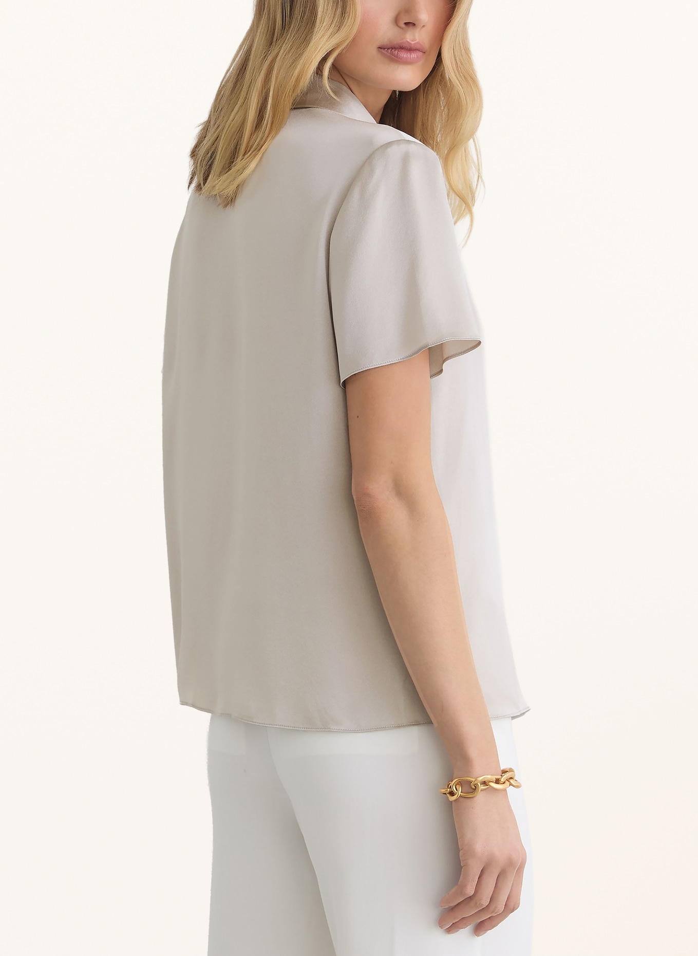 REISS Polo POLLY en soie: GRIS