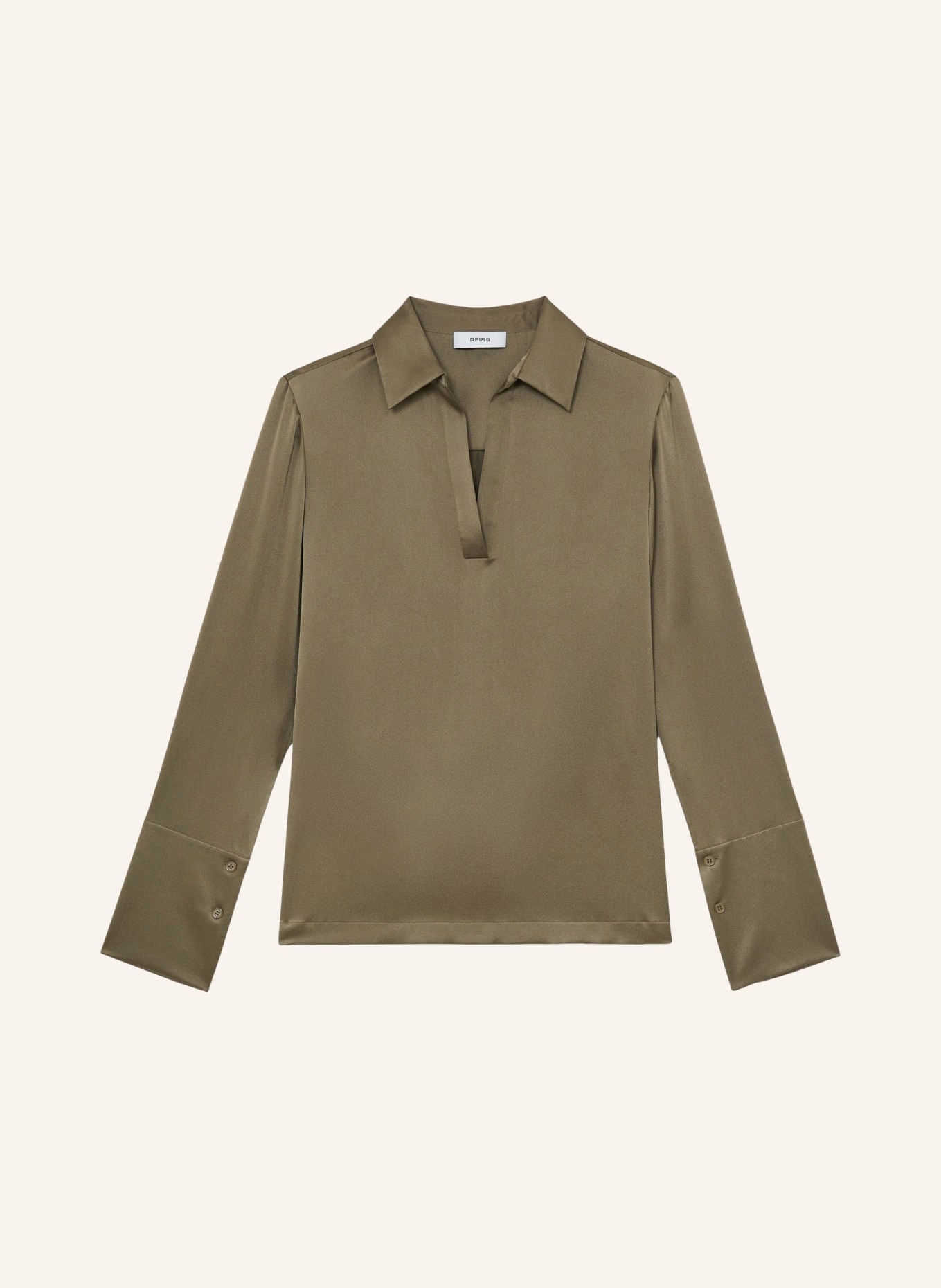 REISS Blusenshirt MARINA aus Seide: KHAKI