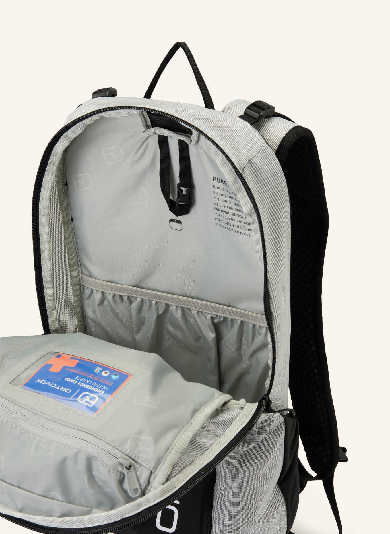 ORTOVOX TRAVERSE PURE 20 Backpack: GRAY / WHITE / BLACK