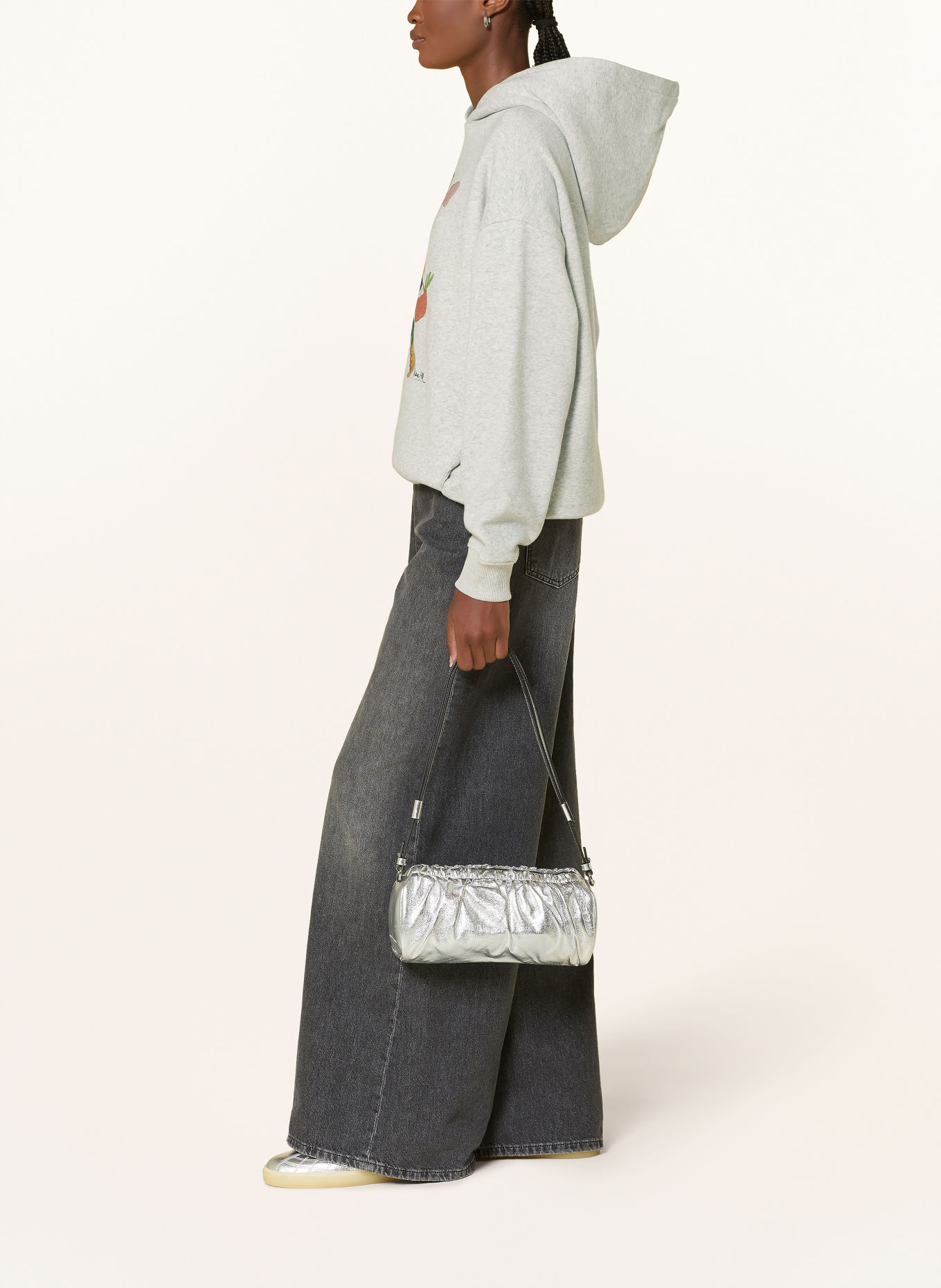 kera till Hoodie: LIGHT GRAY / DARK YELLOW / GREEN