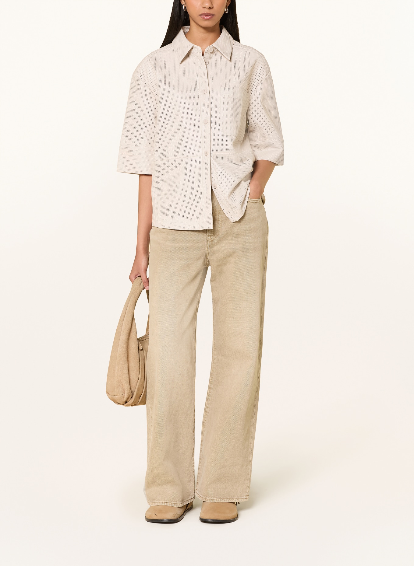 someday Hemdbluse ZOLIRO in Lederoptik: CREME