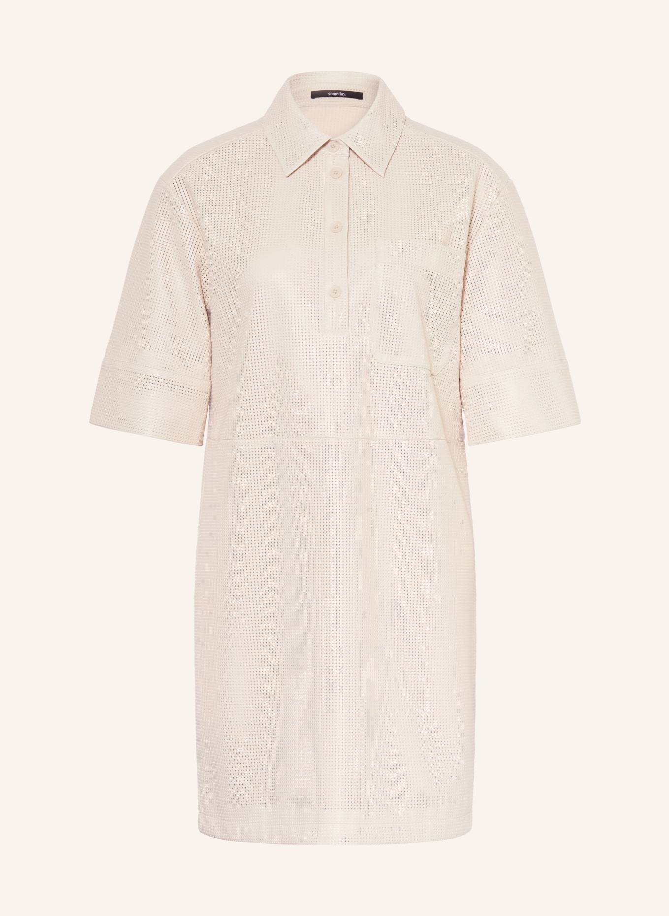 someday Hemdblusenkleid QOLIRA in Lederoptik: CREME