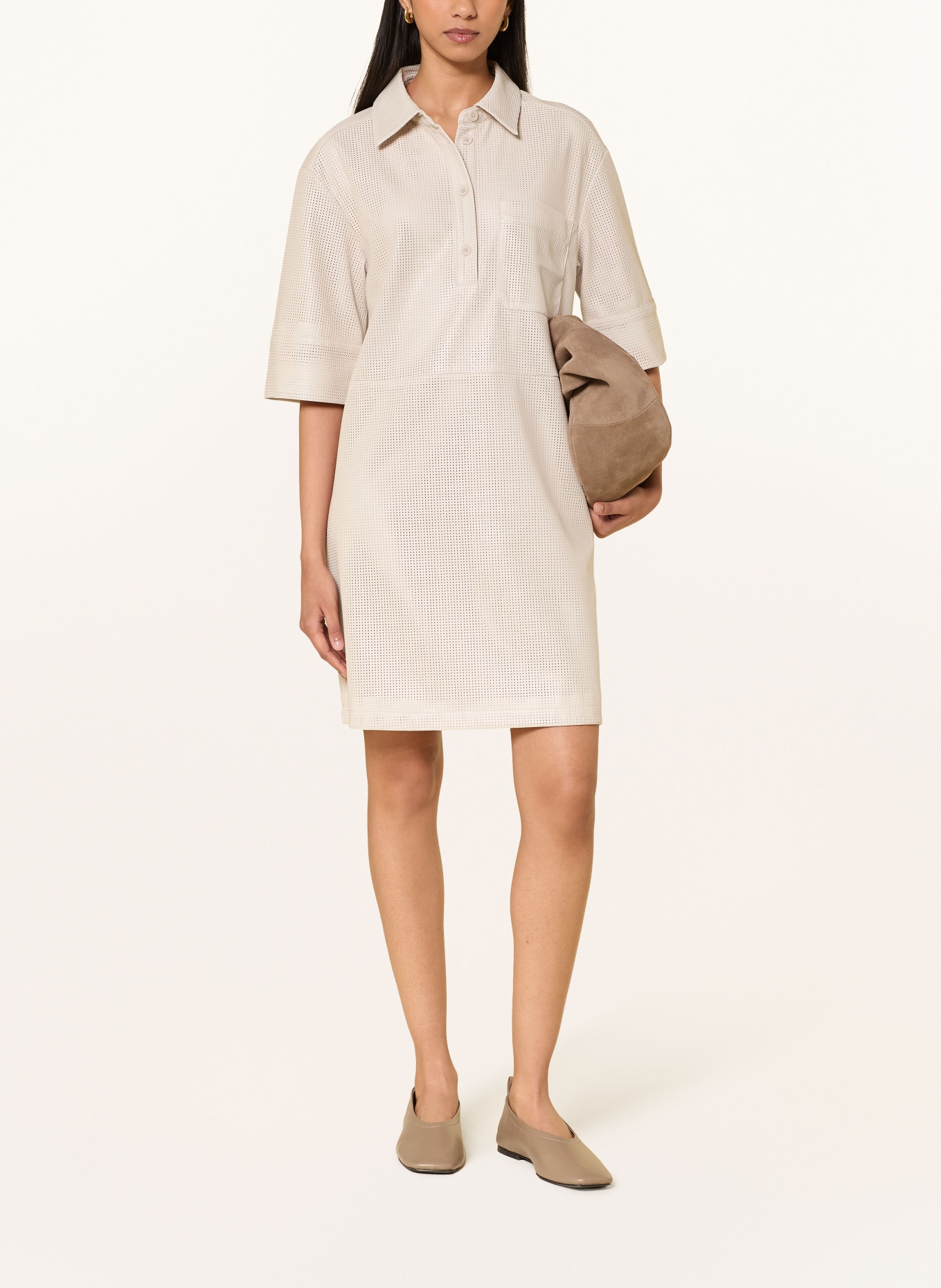 someday Hemdblusenkleid QOLIRA in Lederoptik: CREME