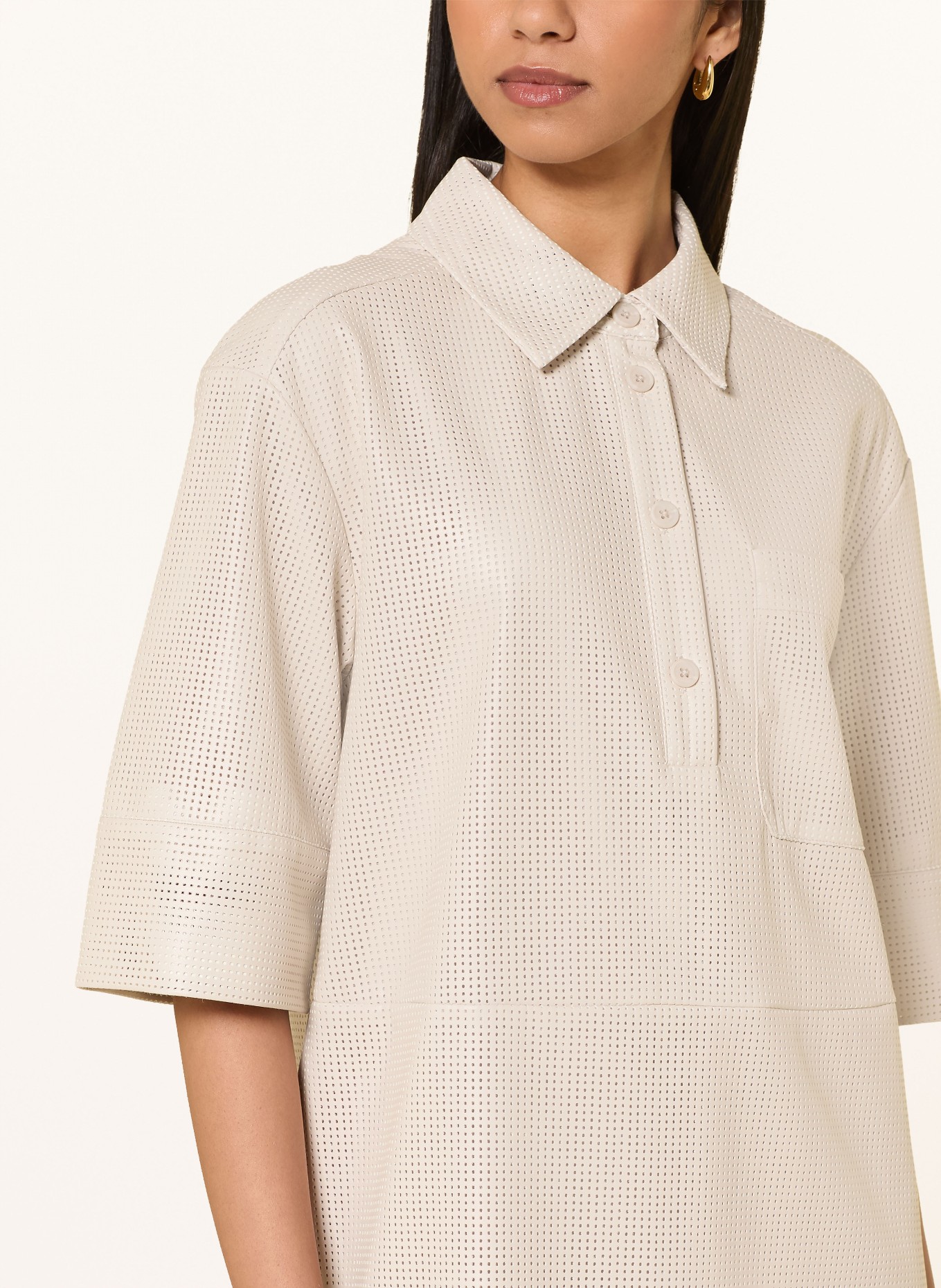 someday Hemdblusenkleid QOLIRA in Lederoptik: CREME