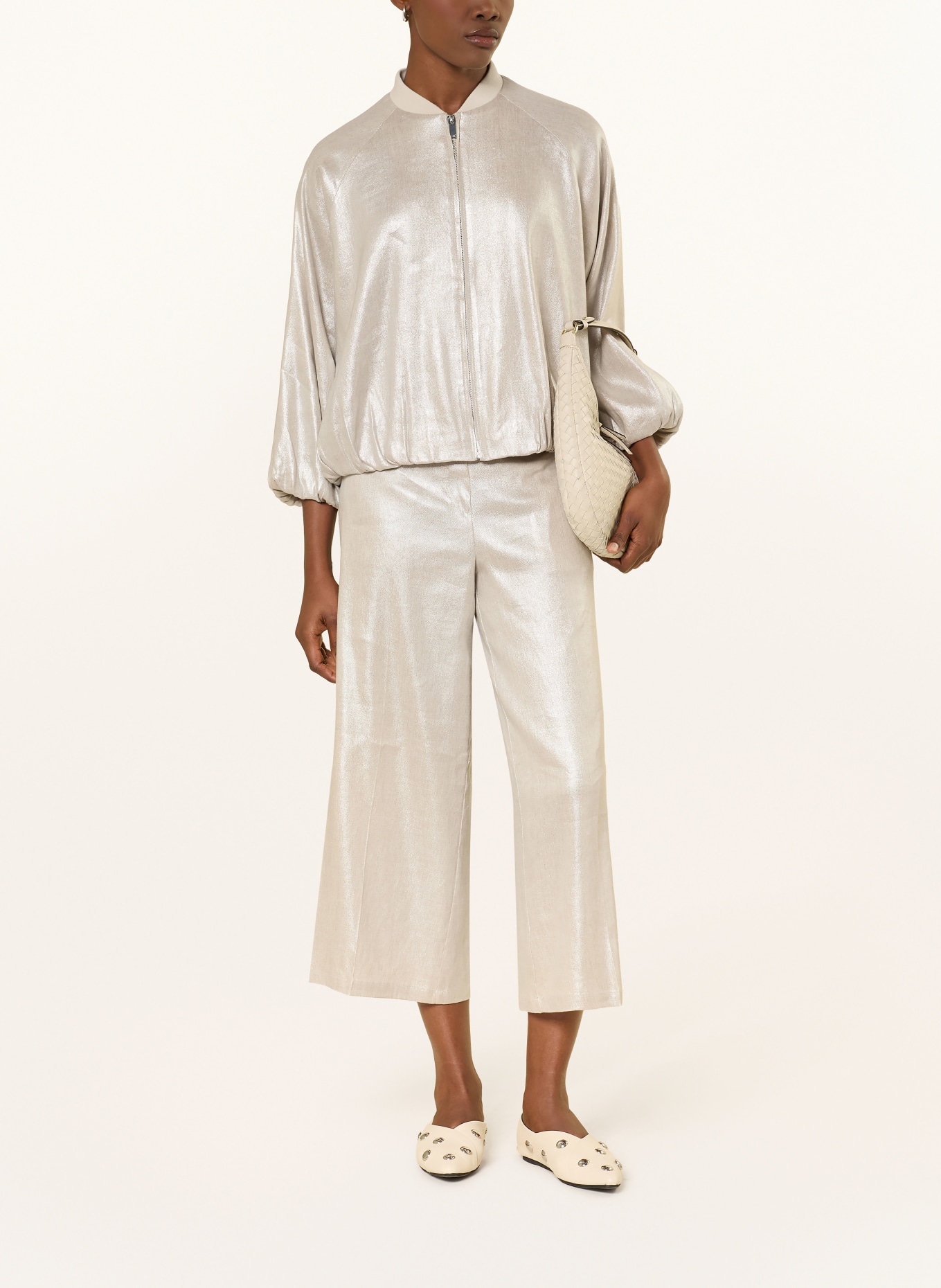 someday Spodnie typu culotte CATSBY z brokatową przędzą: PLATYNOWY