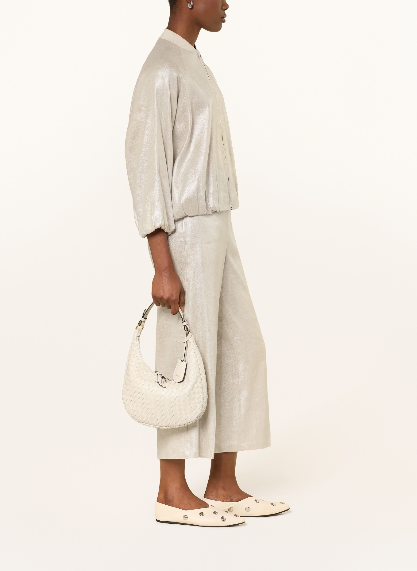 someday Spodnie typu culotte CATSBY z brokatową przędzą: PLATYNOWY