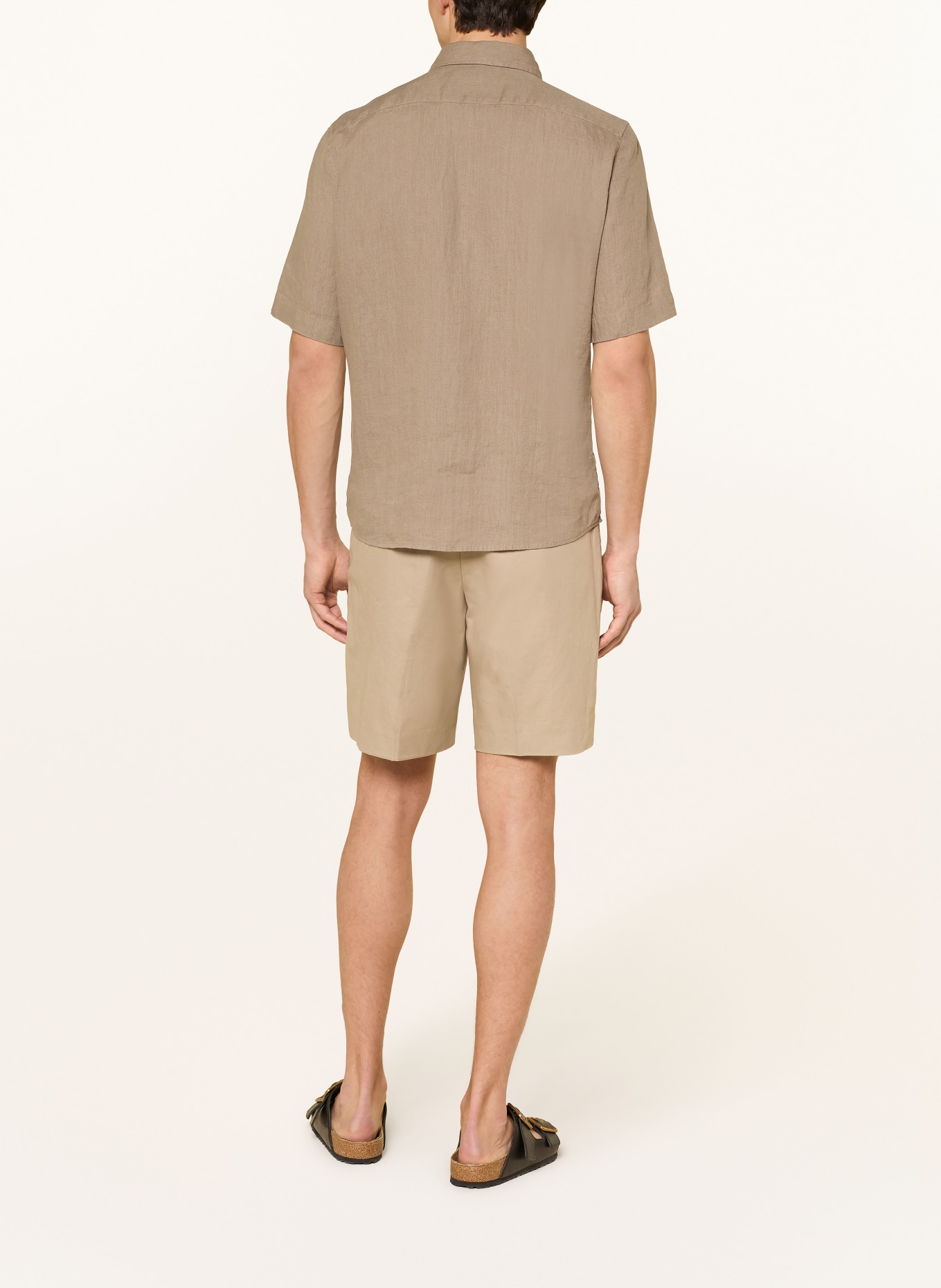 Marc O'Polo Koszula z krótkim rękawem Regular Fit z lnu: SZAROBRĄZOWY