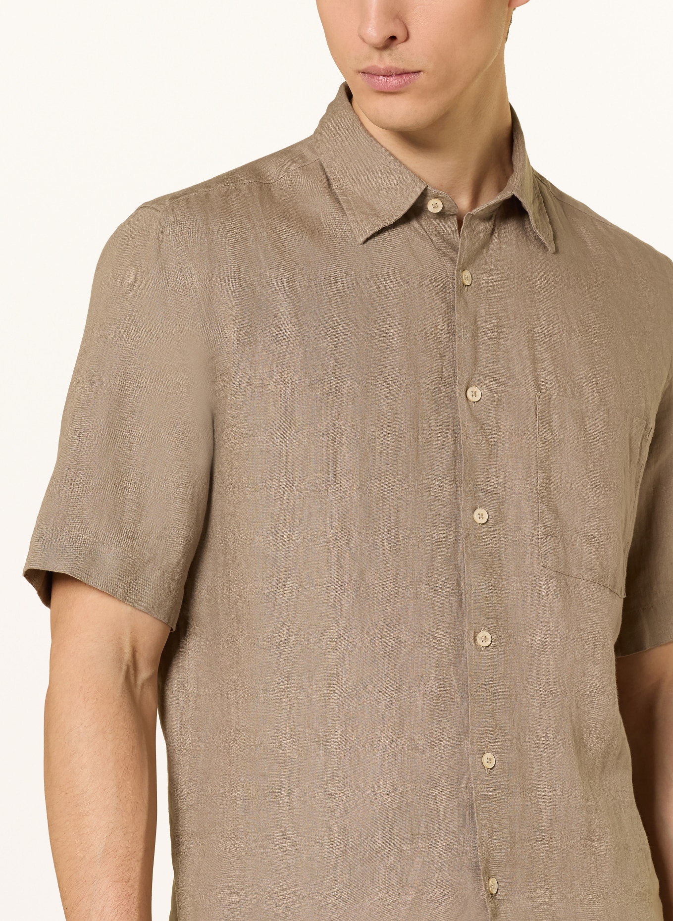 Marc O'Polo Koszula z krótkim rękawem Regular Fit z lnu: SZAROBRĄZOWY