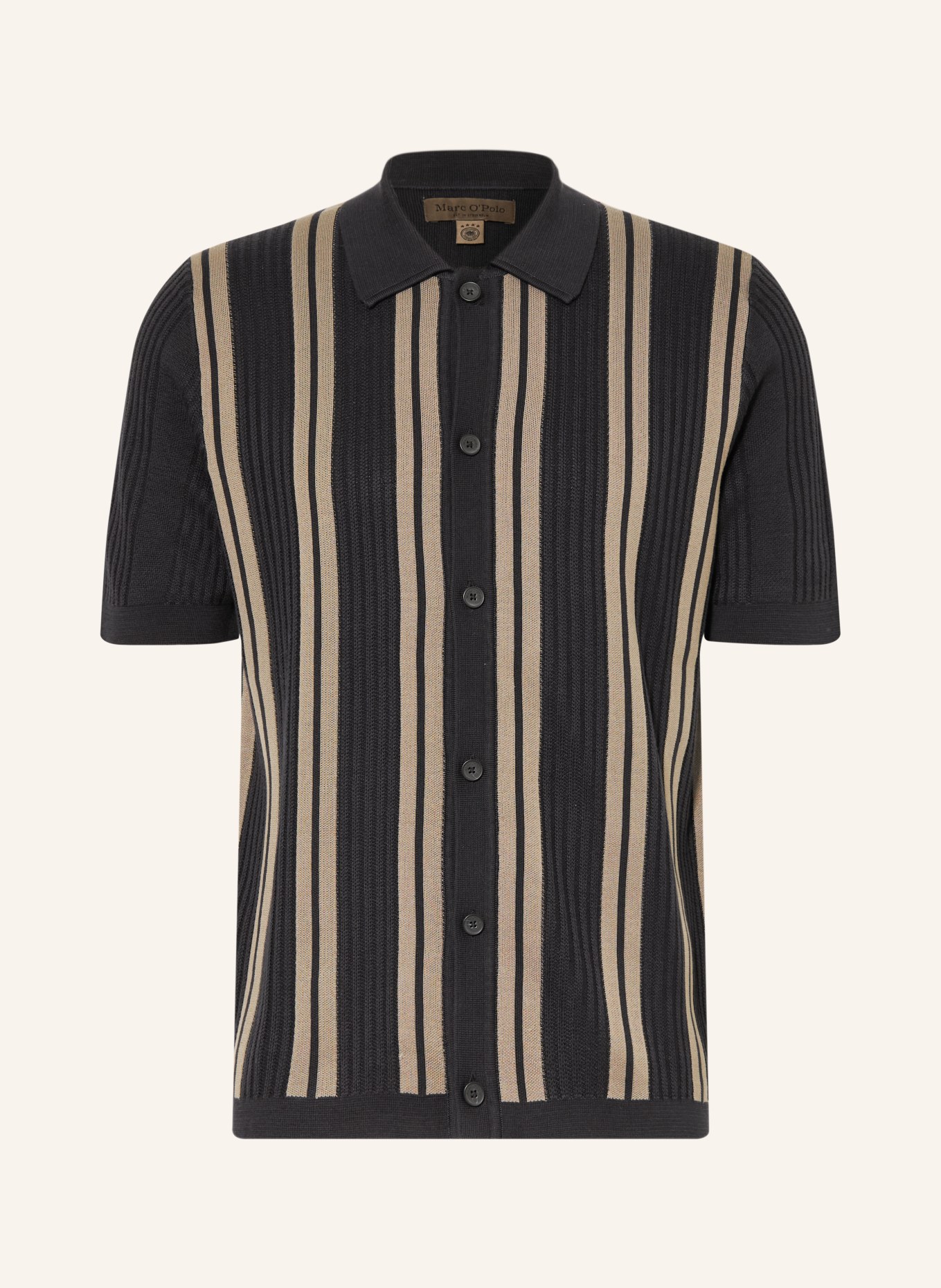 Marc O'Polo Stickad skjorta, regular fit: MÖRKBLÅ / BEIGE