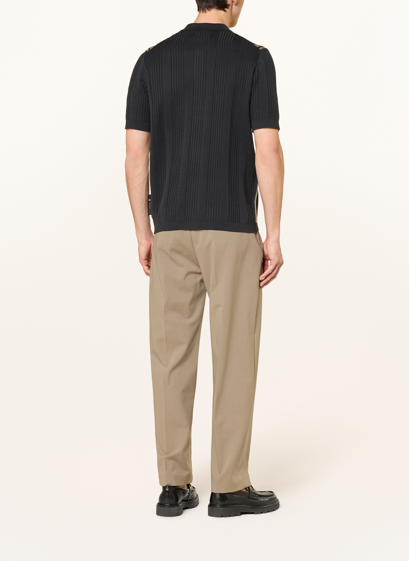 Marc O'Polo Stickad skjorta, regular fit: MÖRKBLÅ / BEIGE